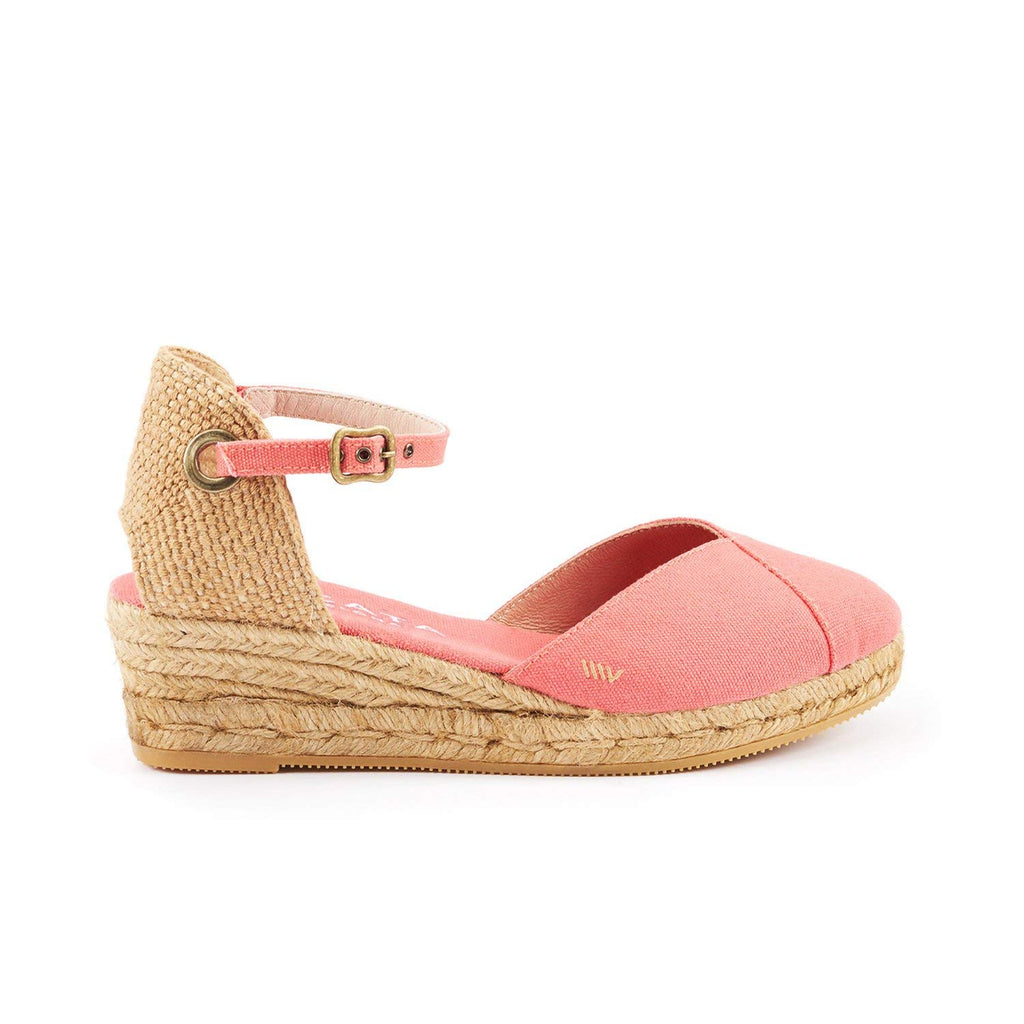 Viscata Pubol Espadrille Canvas Low Wedges with Ankle Strap Spain Handmade 2” Heel Women's Sandals with Breathable Organic Cotton Canvas and 100% Natural Jute for all Occasions: Casual, Work, Party