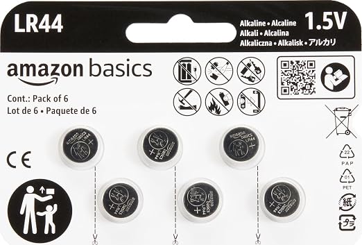 Amazon Basics 6 Pack LR44 Alkaline Button Coin Cell Battery