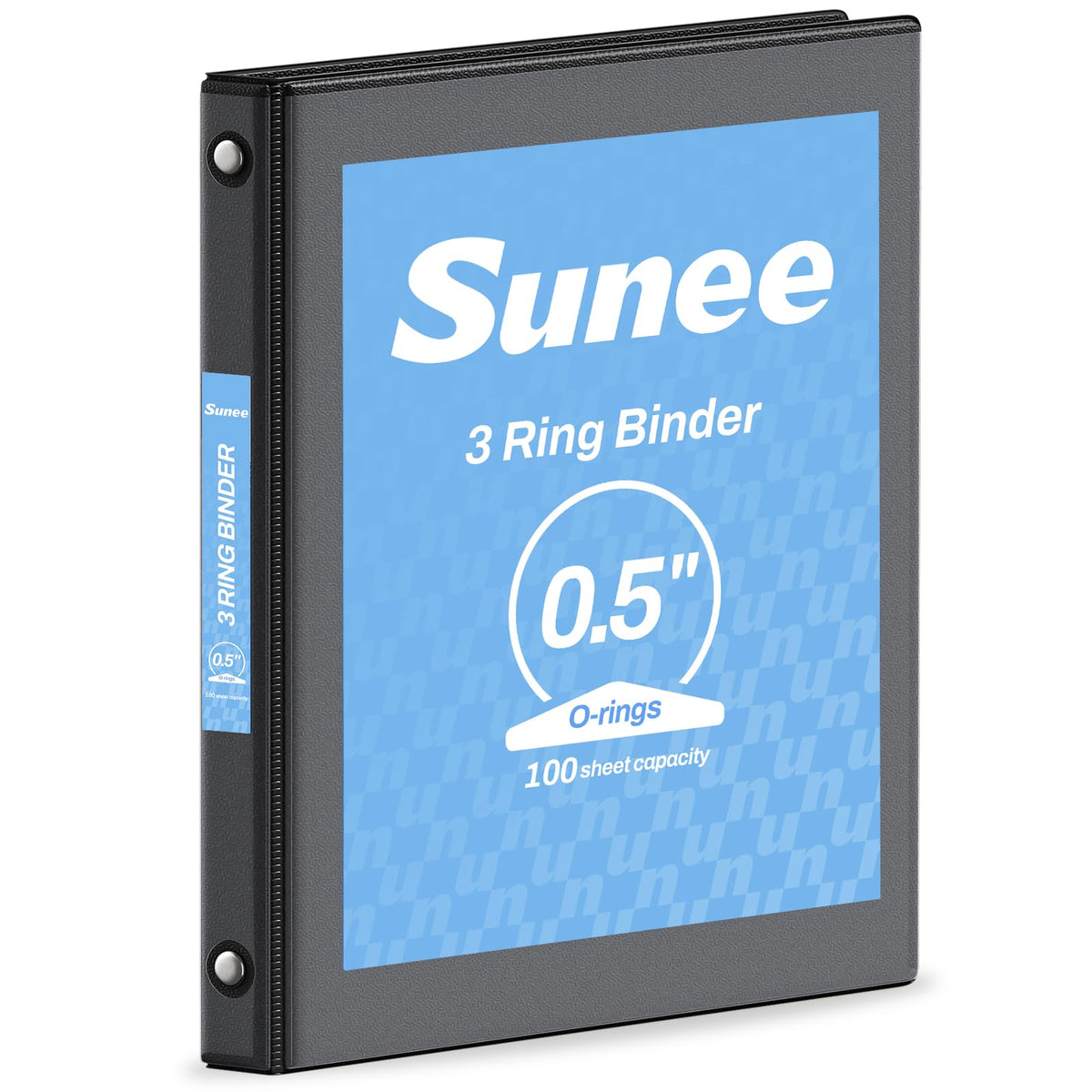 SUNEE 3 Ring Binder 1/2 Inch 1 Pack, Clear View Binder Three Ring PVC-Free (Fit 8.5x11 Inches) for School or Office Supplies, Black
