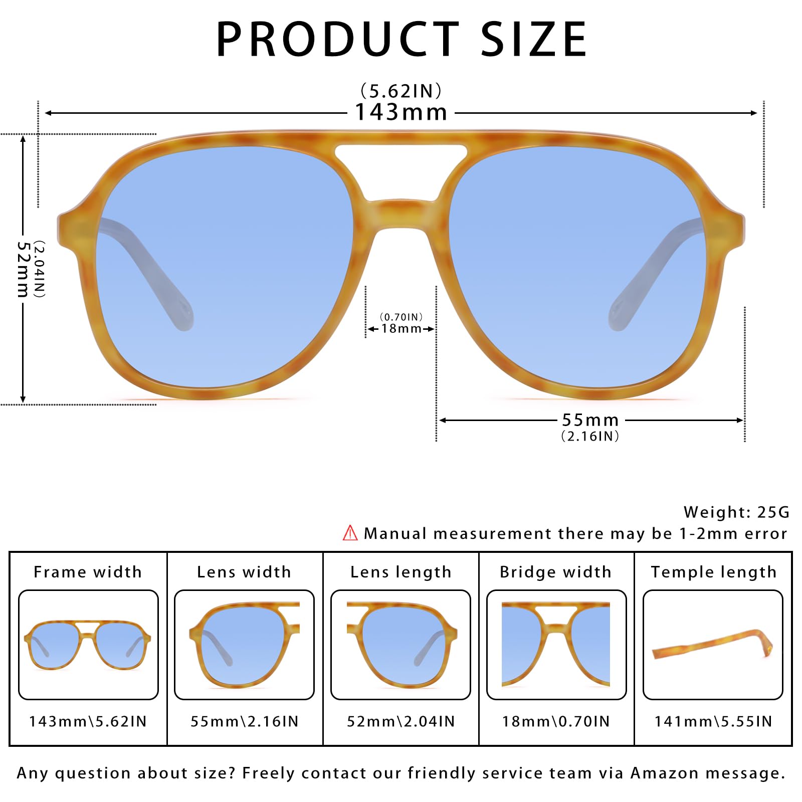 YDAOWKN Retro Square Aviator Sunglasses for Womens Mens Vintage 70s Double Bridge Sun Glasses