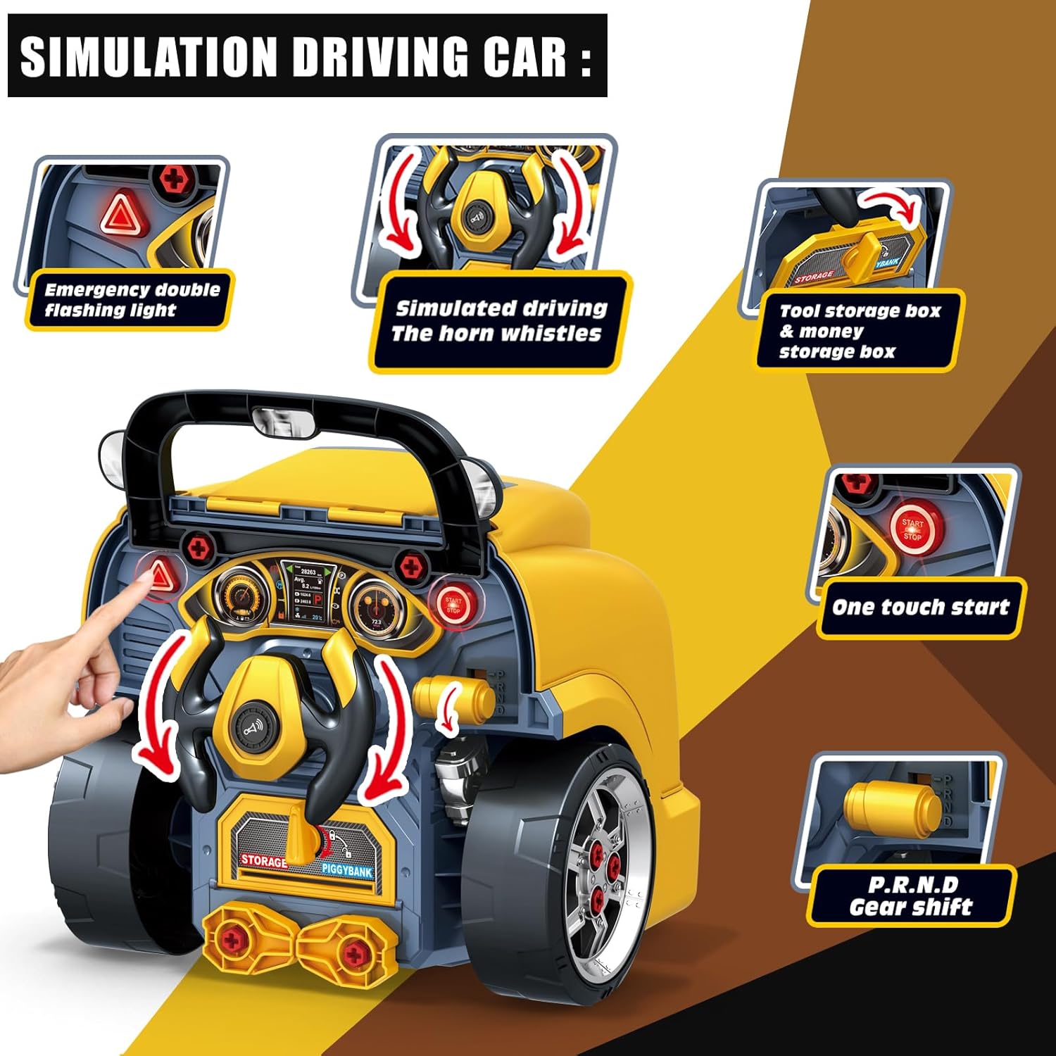 MUGEYMYD Large Truck Engine Toy for Kids 3-5, Take Apart Motor Vehicle Pretend Play Car with Light and Sound, Kids Mechanic Workshop Set, Toy Engine Building Kit for Toddlers.