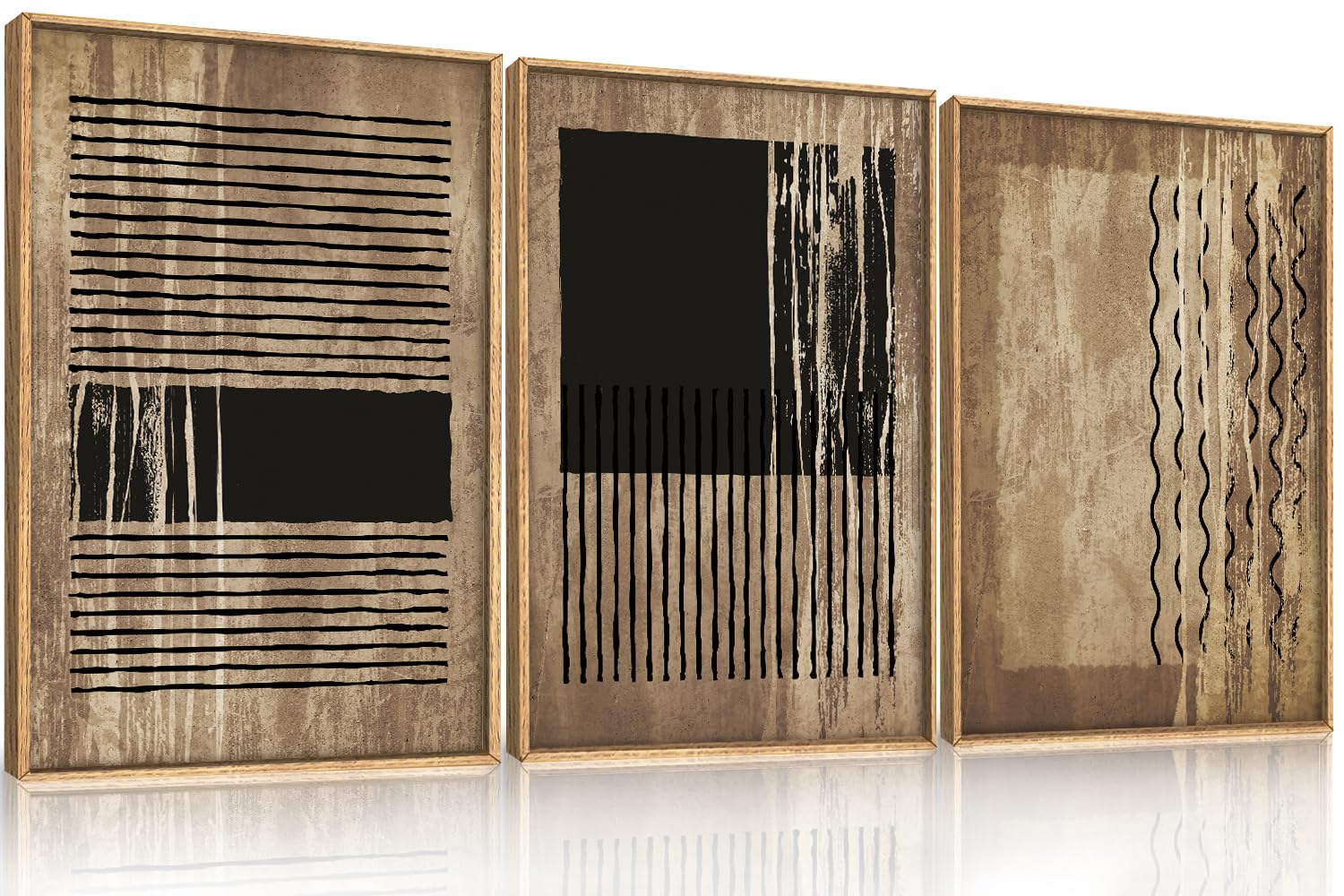 CHDITB Abstract Modern Framed Canvas Wall Art Set, Contemporary Artwork for Home Decor, Neutral Pastel Illustration Wall Painting, Nordic Minimal Zen Art Prints for Living Room Office-16 x24 x3
