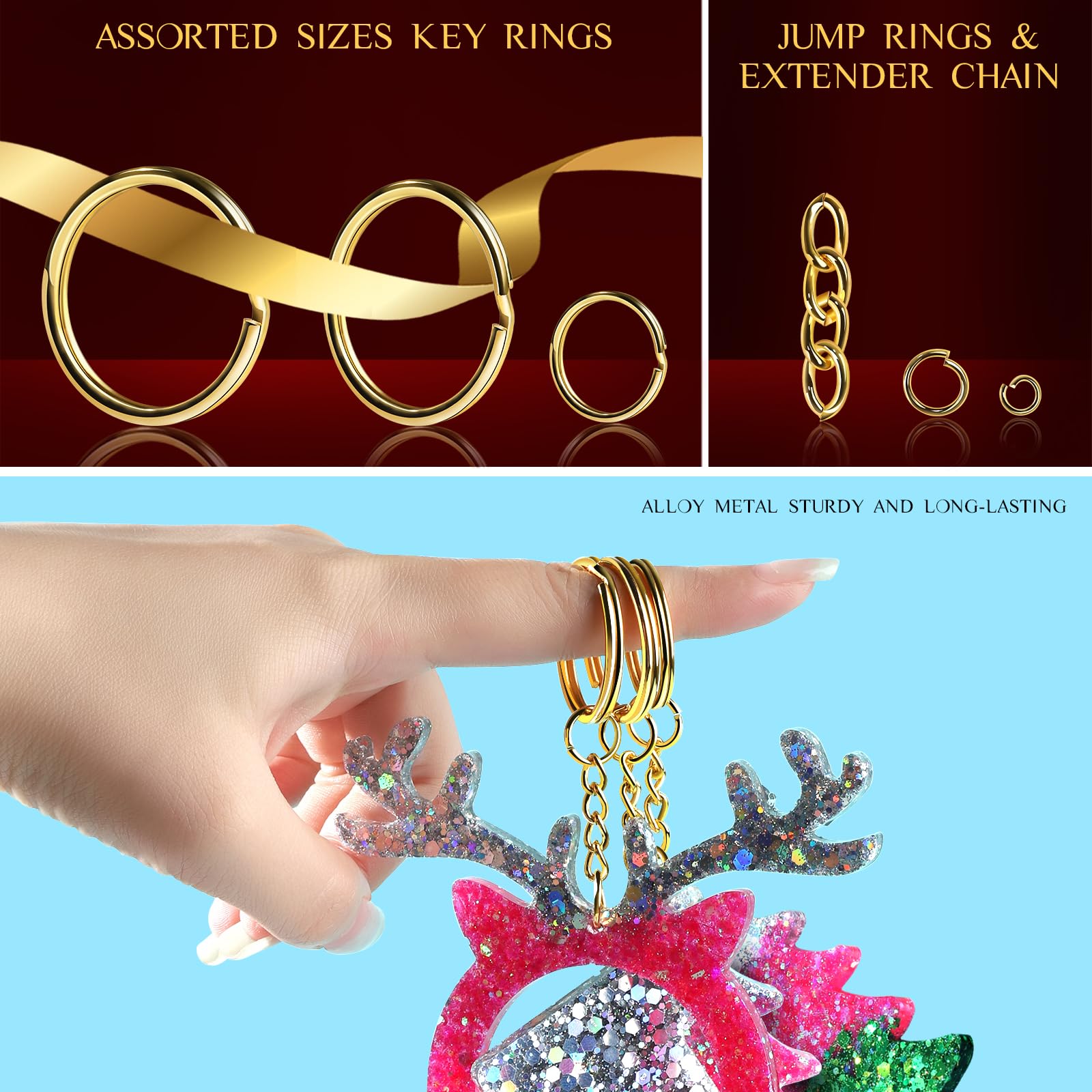 LEOBRO Keychain Making Kit, 265PCS Keychains Clips and Key Rings, Well Crafted Sturdy Key Chain Making Kit, Key Chain Rings, Keychains Hooks, for Key Chains, Lanyard, Jewelry Making, Crafts, Silver