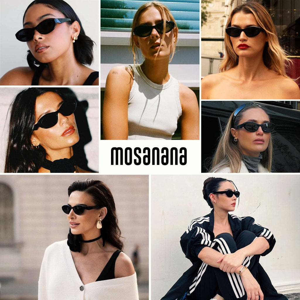 mosanana Oval Cat Eye Sunglasses for Women Retro Y2K Style MS52372