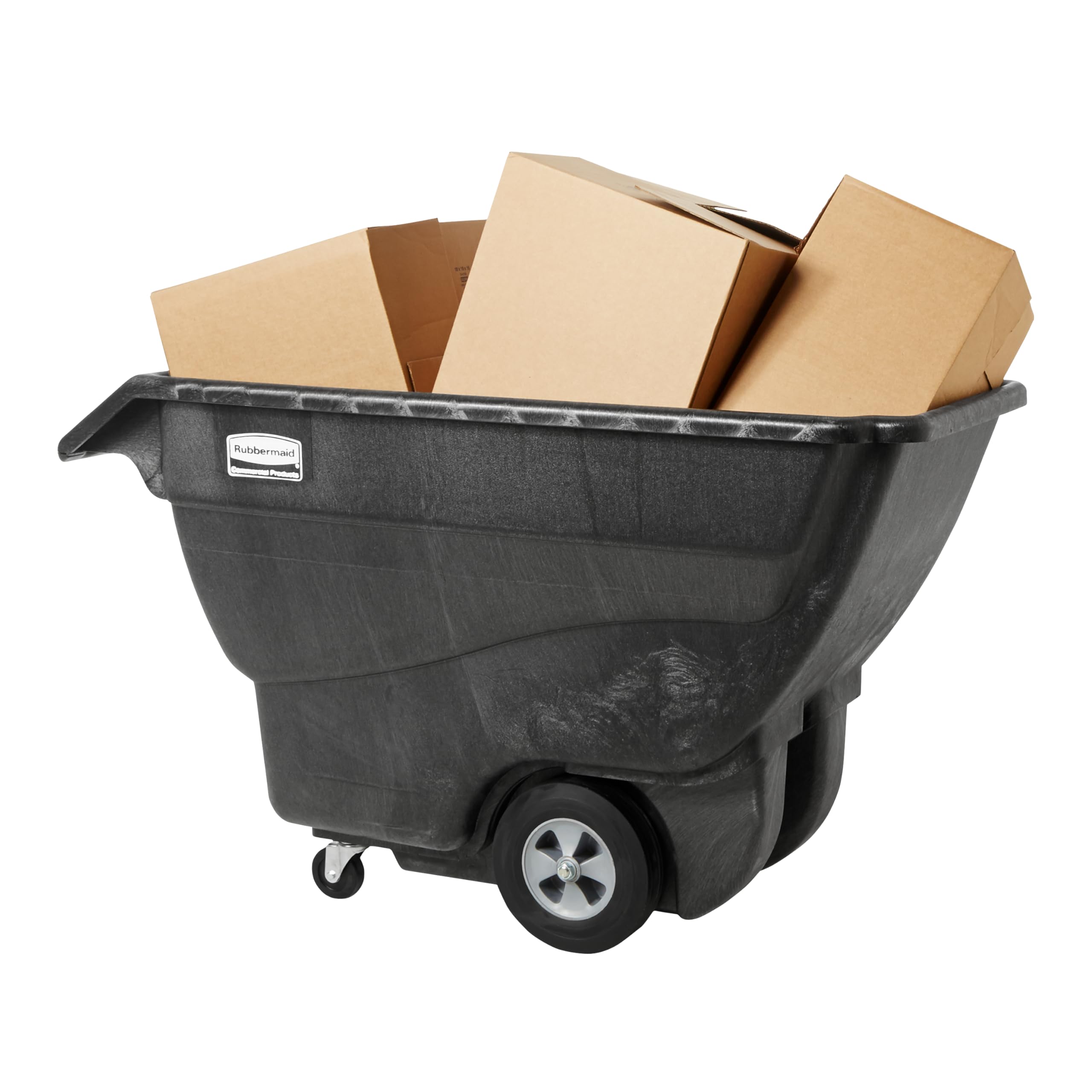 Rubbermaid Commercial Products Tilt Dump Truck, 1 Cubic Yard, 2100 lb Capacity, Black, Heavy Load Capacity with Wheels, Trash Recycling Cart for Office/Warehouse/Facility Management
