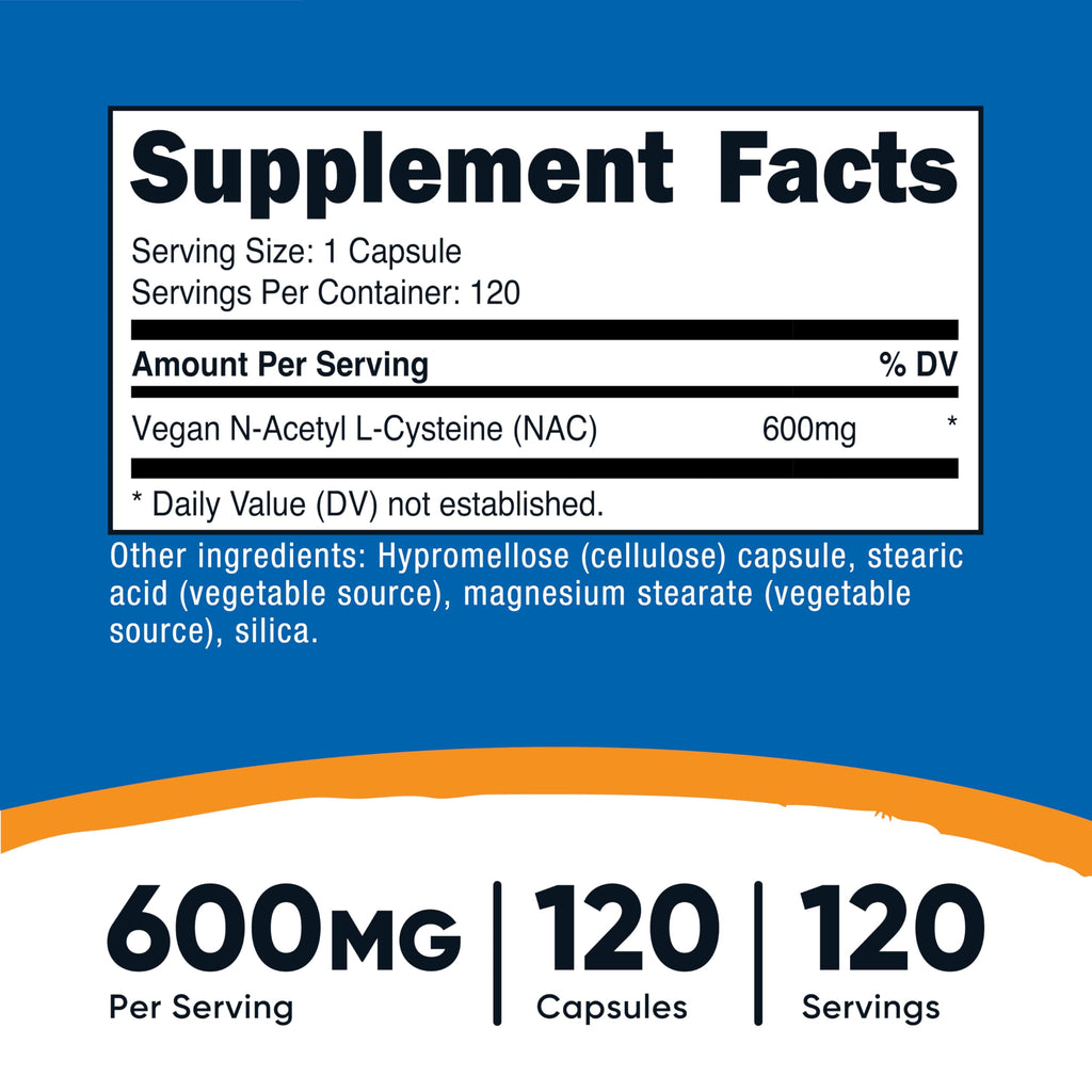 Nutricost N-Acetyl L-Cysteine (NAC) 600mg, 30 Vegan Capsules - GMO Free, Gluten Free, Vegetarian Caps