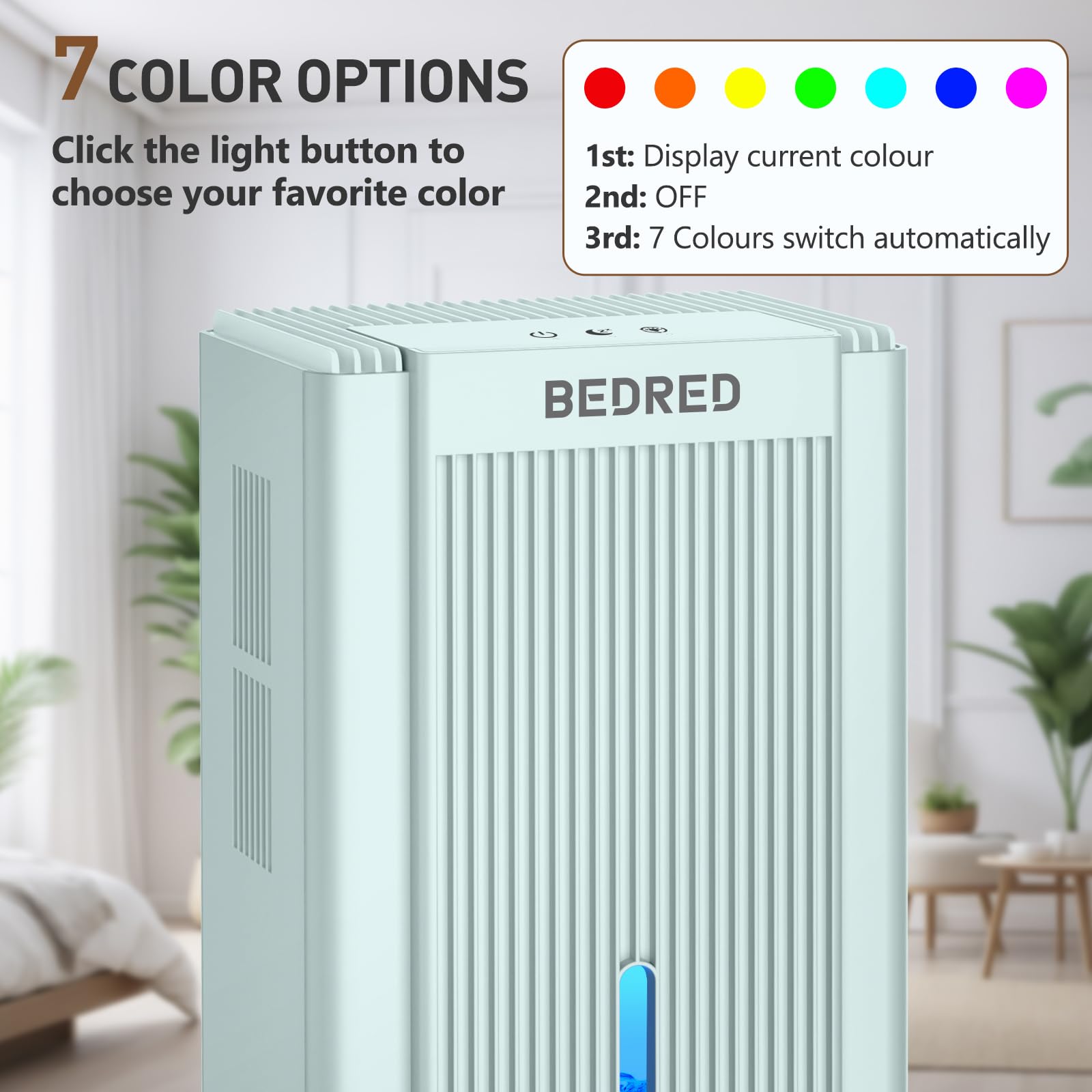 Dehumidifier, 95OZ Dehumidifier for Home 1000 Sq.Ft - Quiet with Auto Shut Off & Relaxing 7 Color Ambient Light,Ideal for Livingroom, Bedroom, Basement(White)