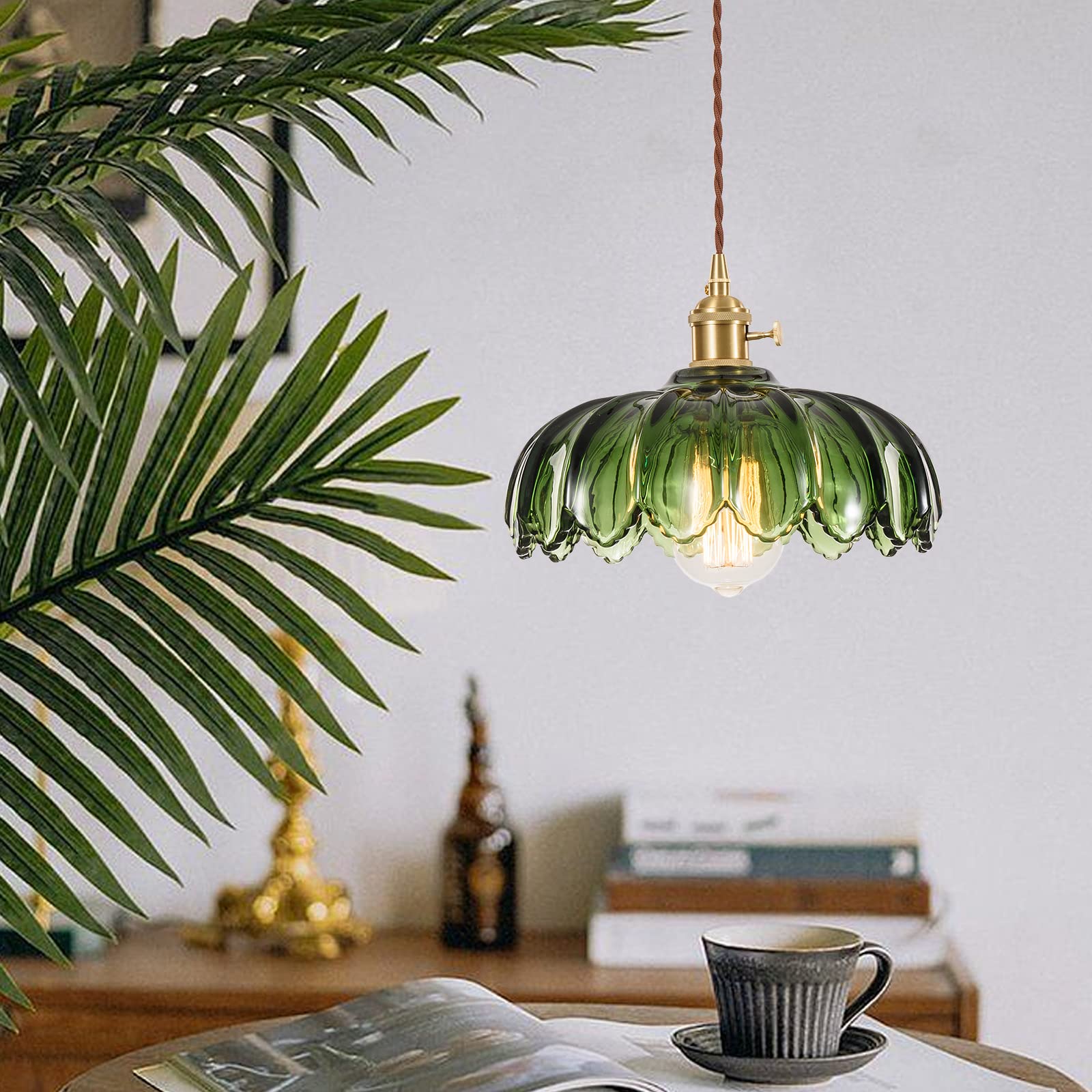 XZHGCEE Plug in Pendant Light: Amber Hanging Lamp Plug in Pendant Lamp, Glass Pendant Lighting for Kitchen Island, Bedroom, Dining Room, Living Room, No Bulb