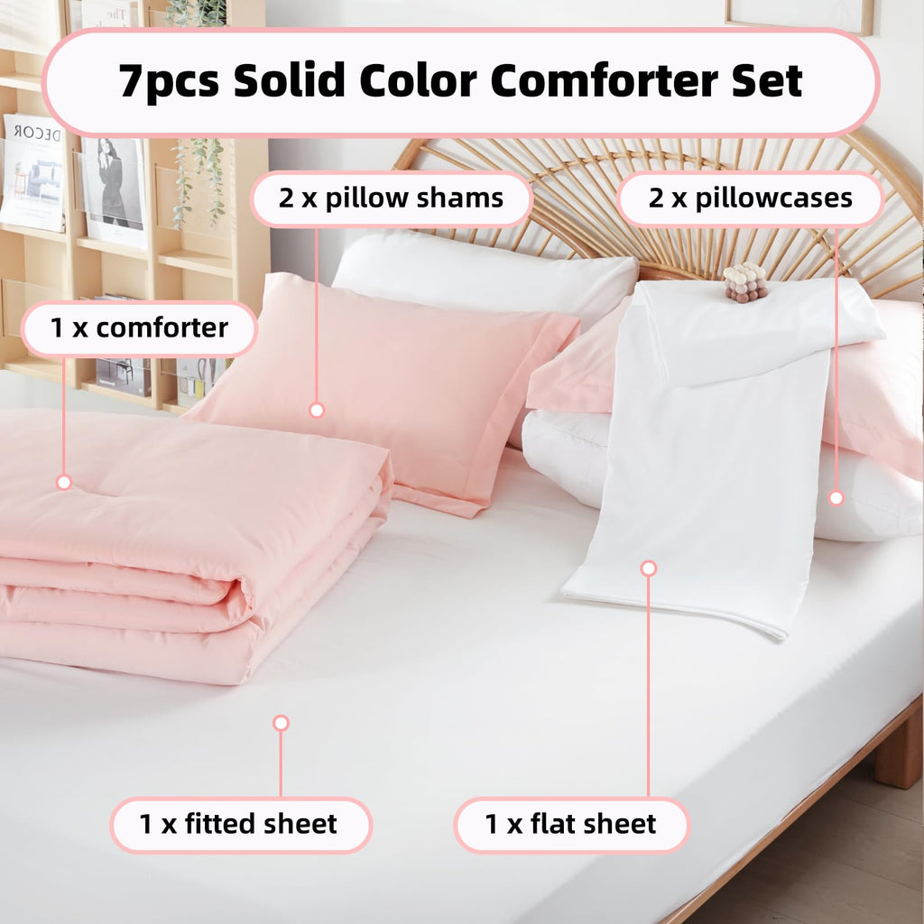 weigelia Twin Comforter Set 5 Pieces Beige Bed in A Bag Soft Queen Bedding Set Lightweight Comforter Set for Women and Men（Comforters, Flat & Fitted Sheets, Pillowcases & Shams）