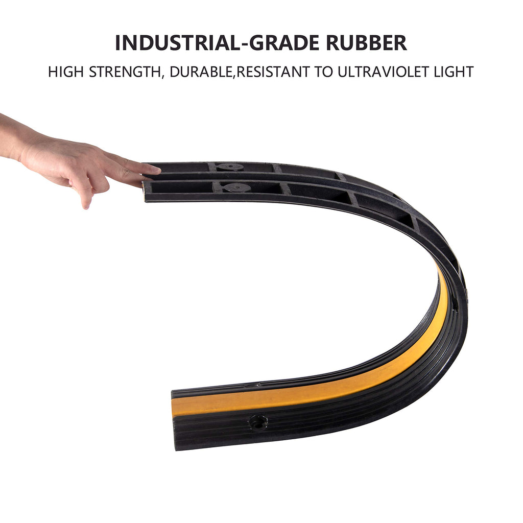 4 Pack Rubber Cable Ramp Hose Cable Protector Ramp 1 Channel 11000Lbs Load Capacity Traffic Speed Bump Wires Power Lines Extension Cord Cover for Indoor Outdoor