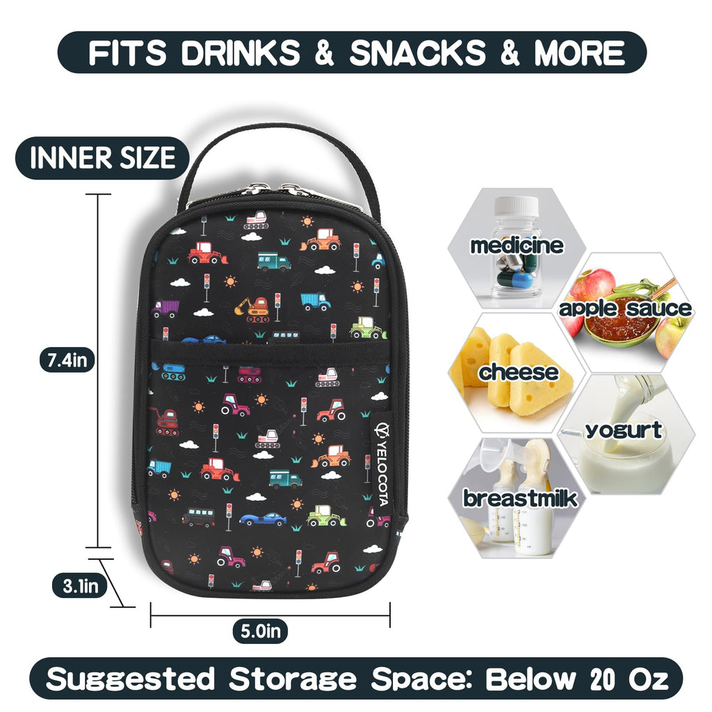 Yelocota Small Insulated Lunch Bag- Snack Bag- Mini Cooler Bag with Handle for Travel,Work,School(Storage Space below 20oz)- Also Suitable for Pairing with Food Jar