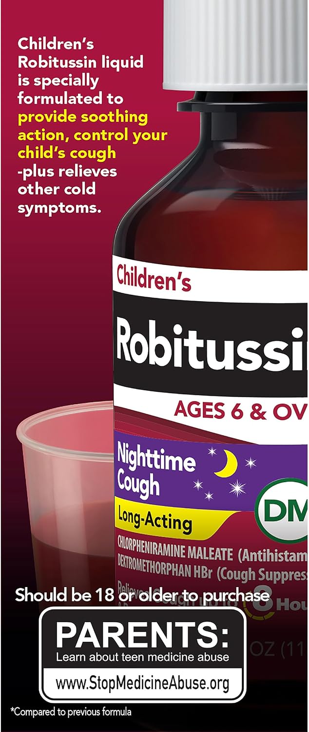 Children's Robitussin DM Day and Night Cough Relief Value Pack, Cough Medicine, Grape/Fruit Punch Flavor - 4 Fl Oz x 2