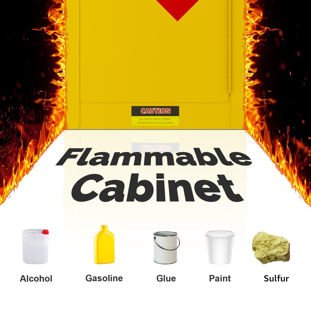 16 Gallon Flammable Storage Cabinet 18"x18"x23", Galvanized Steel, Flammable Safety Cabinet with Adjustable Shelf, for Industrial and Home Use, Yellow