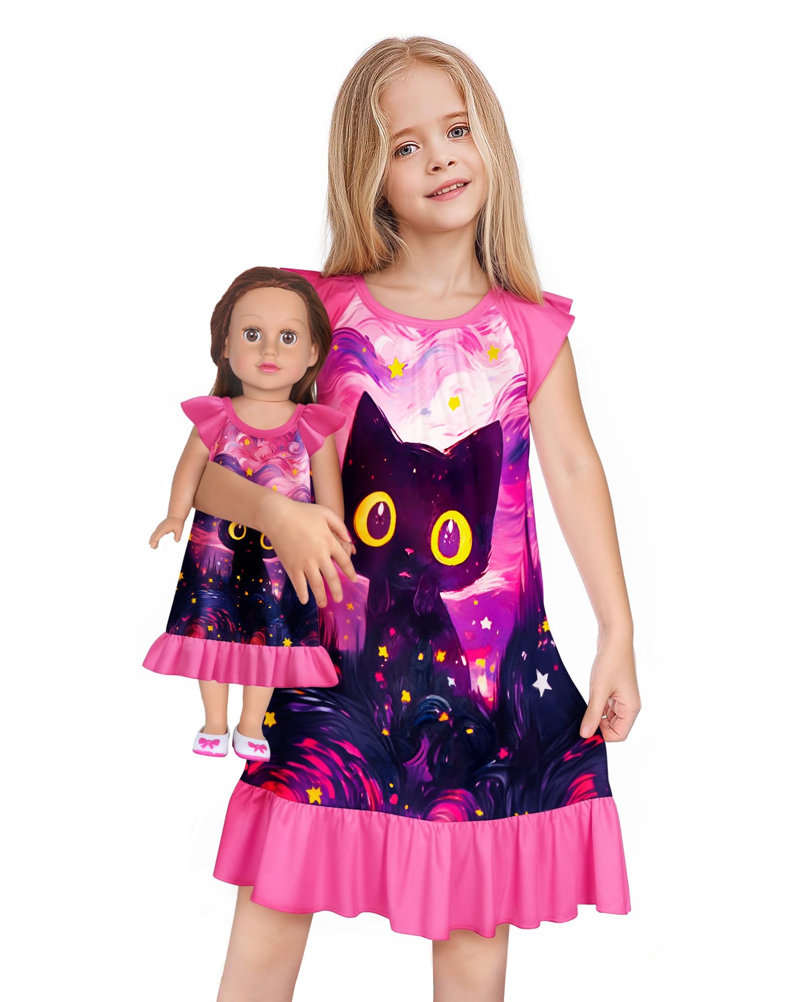 LQSZ Doll and Girl Matching Nightgown Outfit Pajamas Nightie Nightgown for Girls and Dolls Clothes