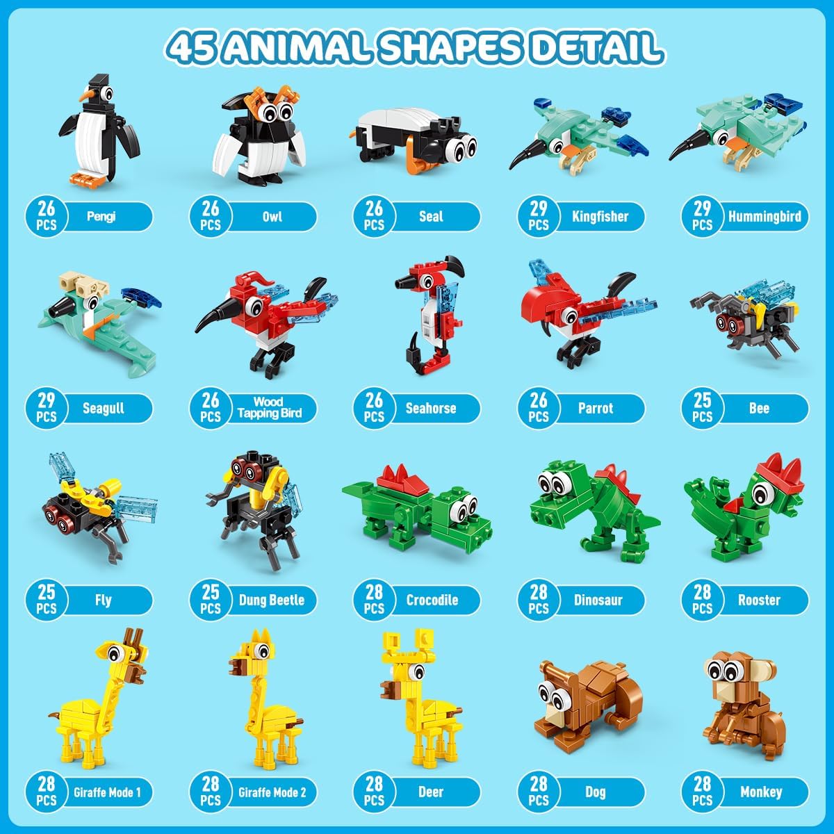 INSOON 30 Packs Animal Party Favors for Kids, 810 PCS Mini Animal Building Block Toy Set for Goodie Bag Fillers Classroom Prizes Easter Birthday Children's Day for Boys Girls Student Ages 6+