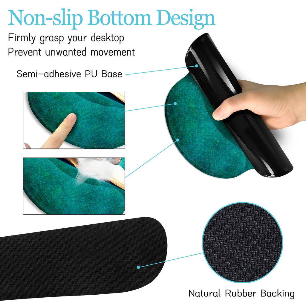Black Striped Ergonomic Large Desk Mat Set with Wrist Rest