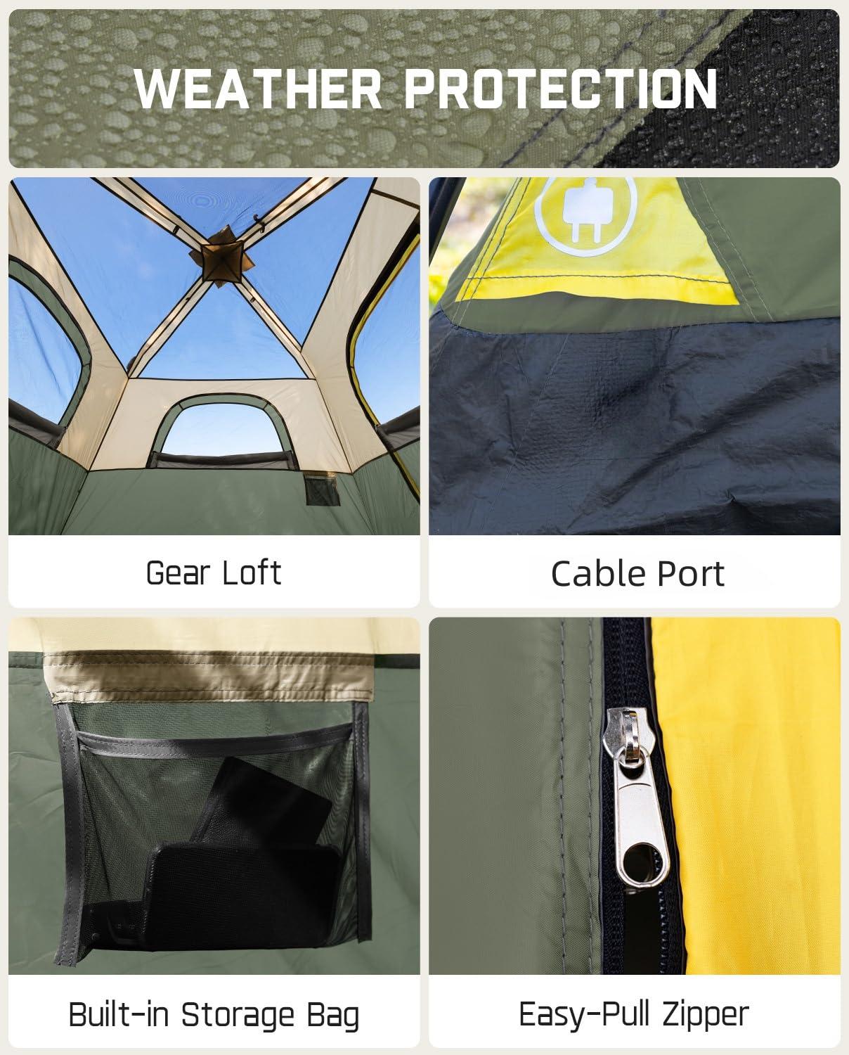 FanttikOutdoor Camping Tent 4/6/8/10 Person Instant Cabin Tent Setup in 60 Seconds with Rainfly & Windproof Portable with Carry Bag for Family Camping & Hiking, Upgraded Ventilation, Navy Blue