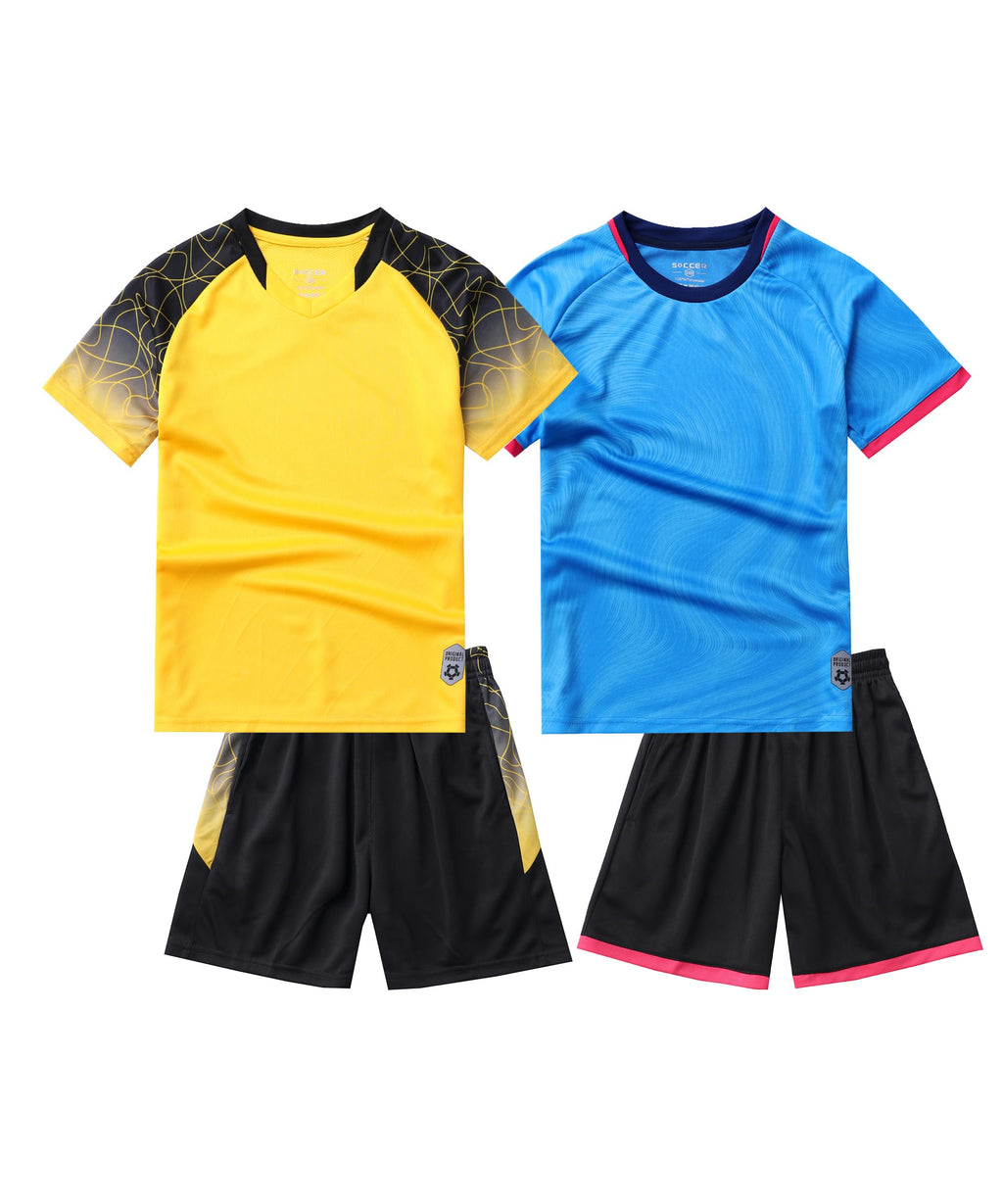 M2C Boys 2-Pack Jersey Soccer Knit Set Sport Team Uniform Shirt and Shorts
