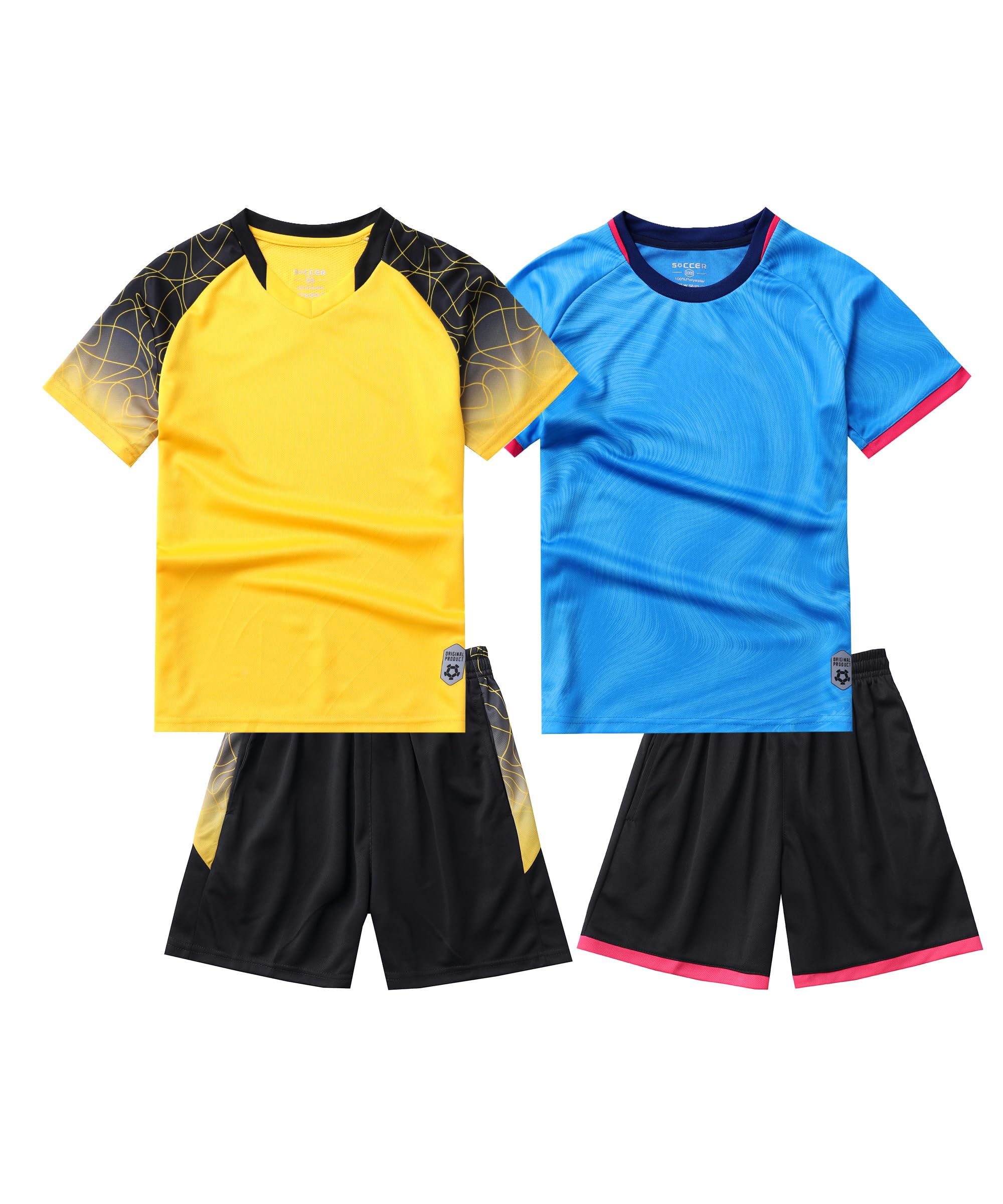 M2C Boys 2-Pack Jersey Soccer Knit Set Sport Team Uniform Shirt and Shorts