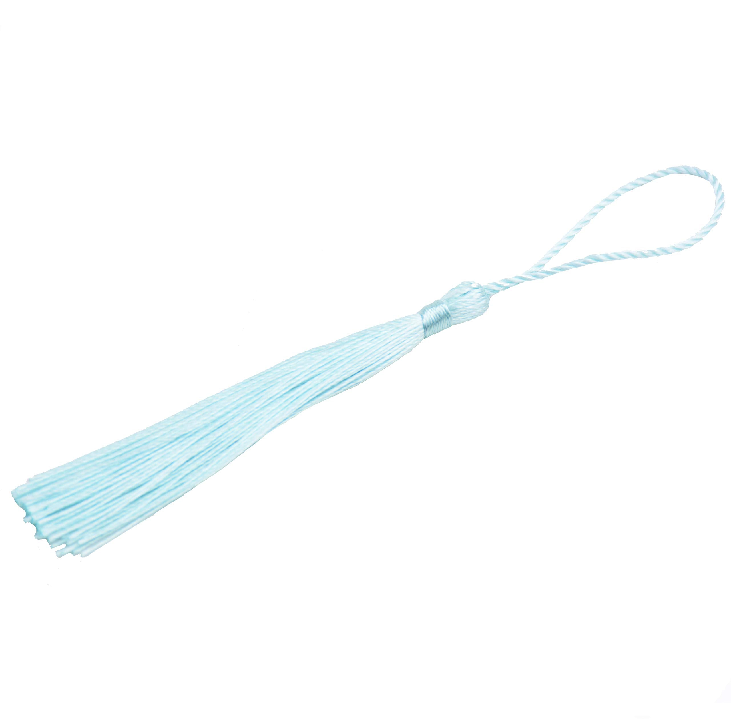 Makhry 100pcs 13cm/5 Inch Silky Floss Bookmark Tassels with 2-Inch Cord Loop and Small Chinese Knot for Jewelry Making, Souvenir, Bookmarks, DIY Craft Accessory (Dark Grey)