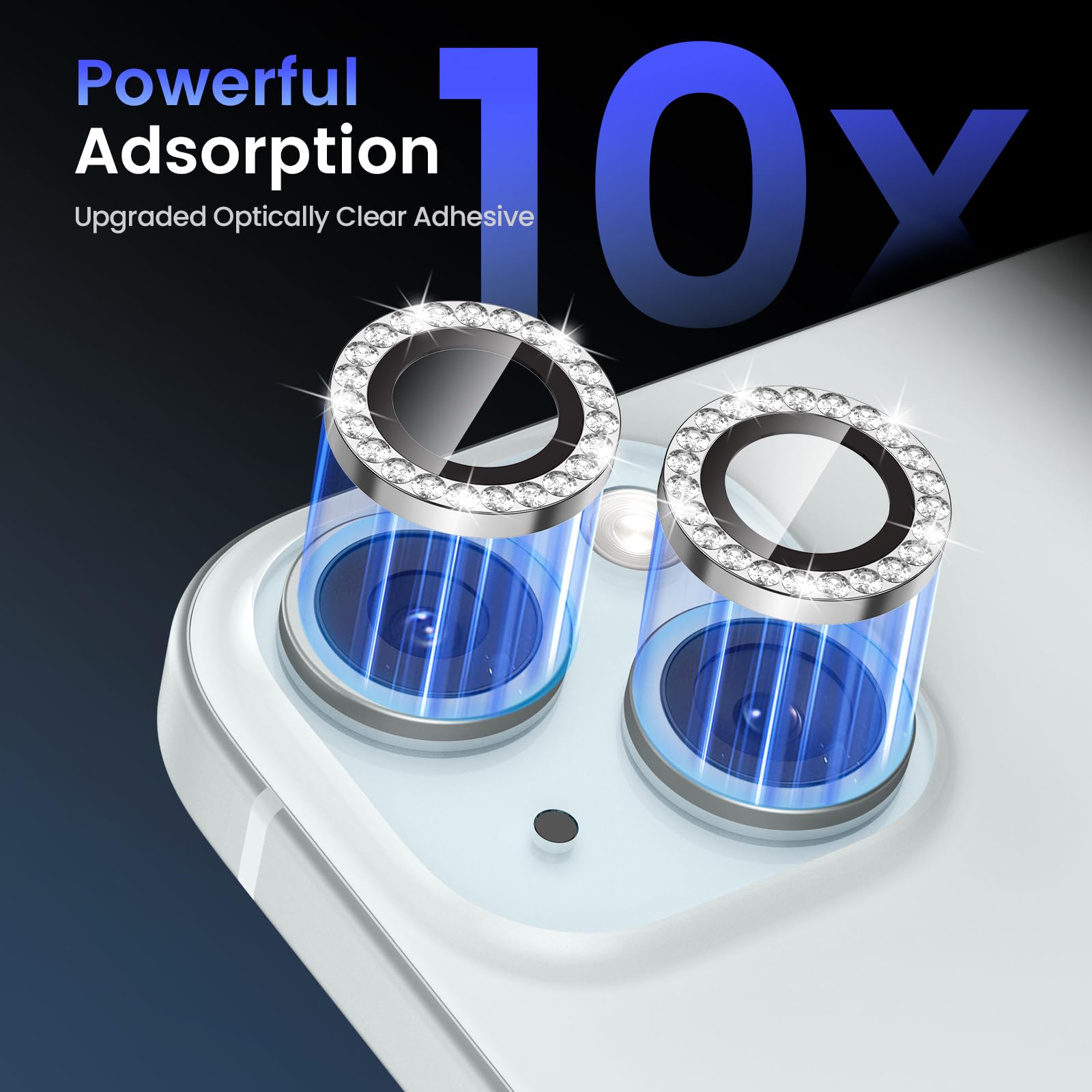Tensea for iPhone 13 mini/iPhone 13 Camera Lens Protector, 9H Tempered Glass Camera Cover Screen Protector Metal Individual Ring for iPhone 13mini 5.4 inch /13 6.1 inch
