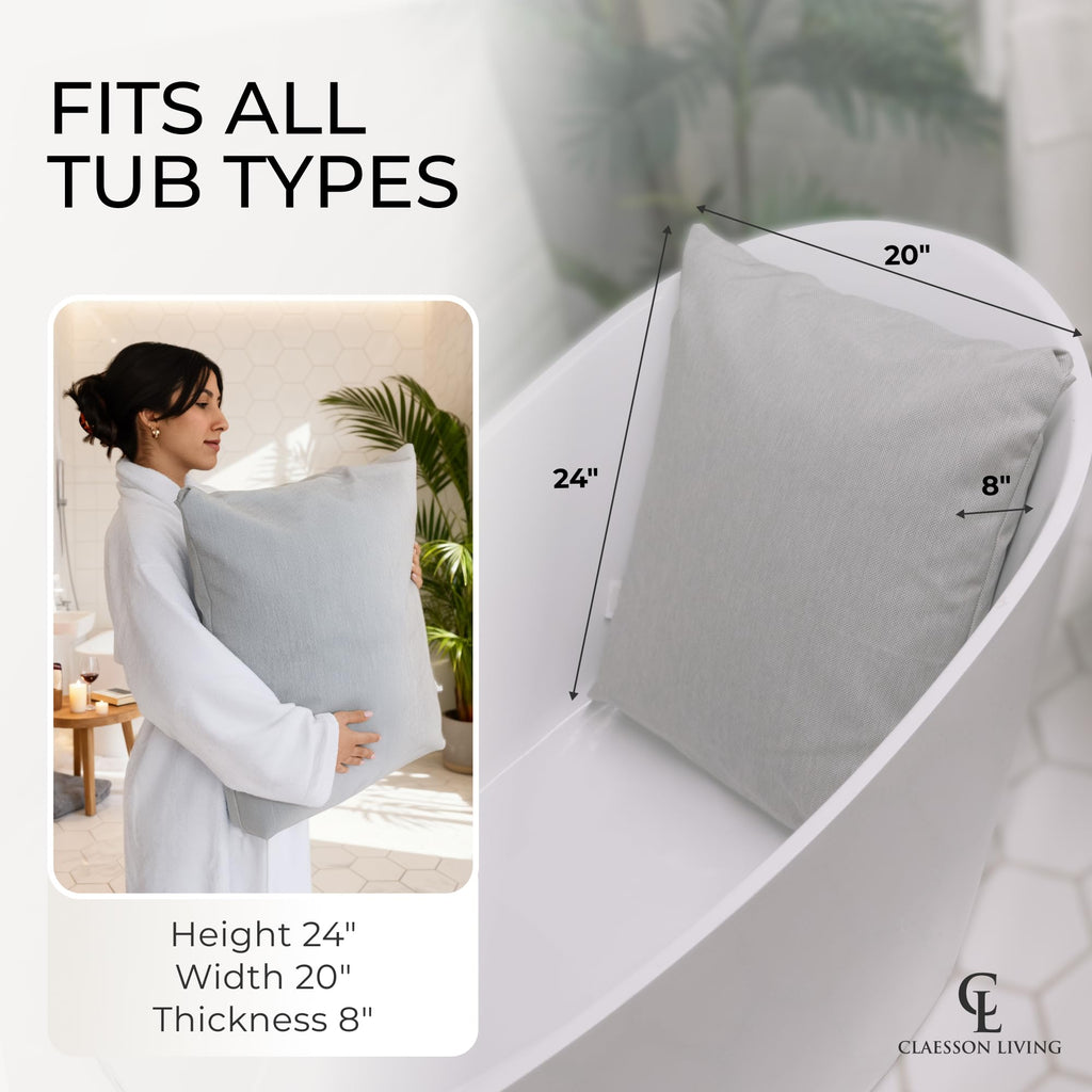 Luxury Bath Pillow for Tub - Thick and Comfortable Bathtub Pillow Support for Head and Neck and Back - Washable Quick-Drying Bath Pillows - Bath Cushion for Home Spa - Fits Any Bathtub - Dark Gray