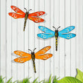 Metal Dragonfly Outdoor Wall Decor,Patio Fenxce Wall Art,Hanging Decorations for Living Room,Bedroom,3 Pack