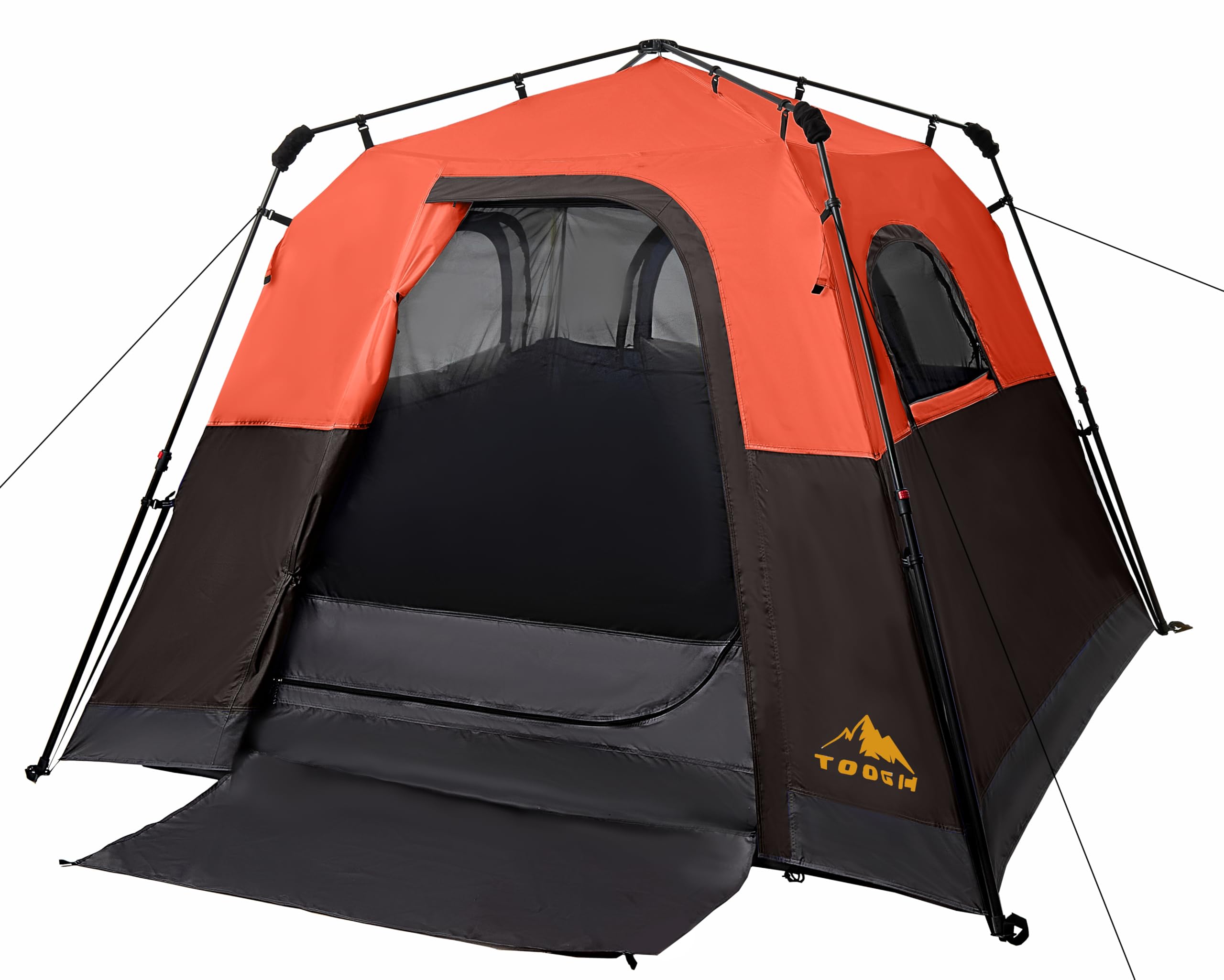 3/4 Person Camping Tent with 1 Door, 4 Windows, and Upgraded Ventilation– Instant Setup, Waterproof, 8'x 8'x 67''Oxford Fabric Floor Pop Up in 60 Seconds Includes Rainfly and Backpack
