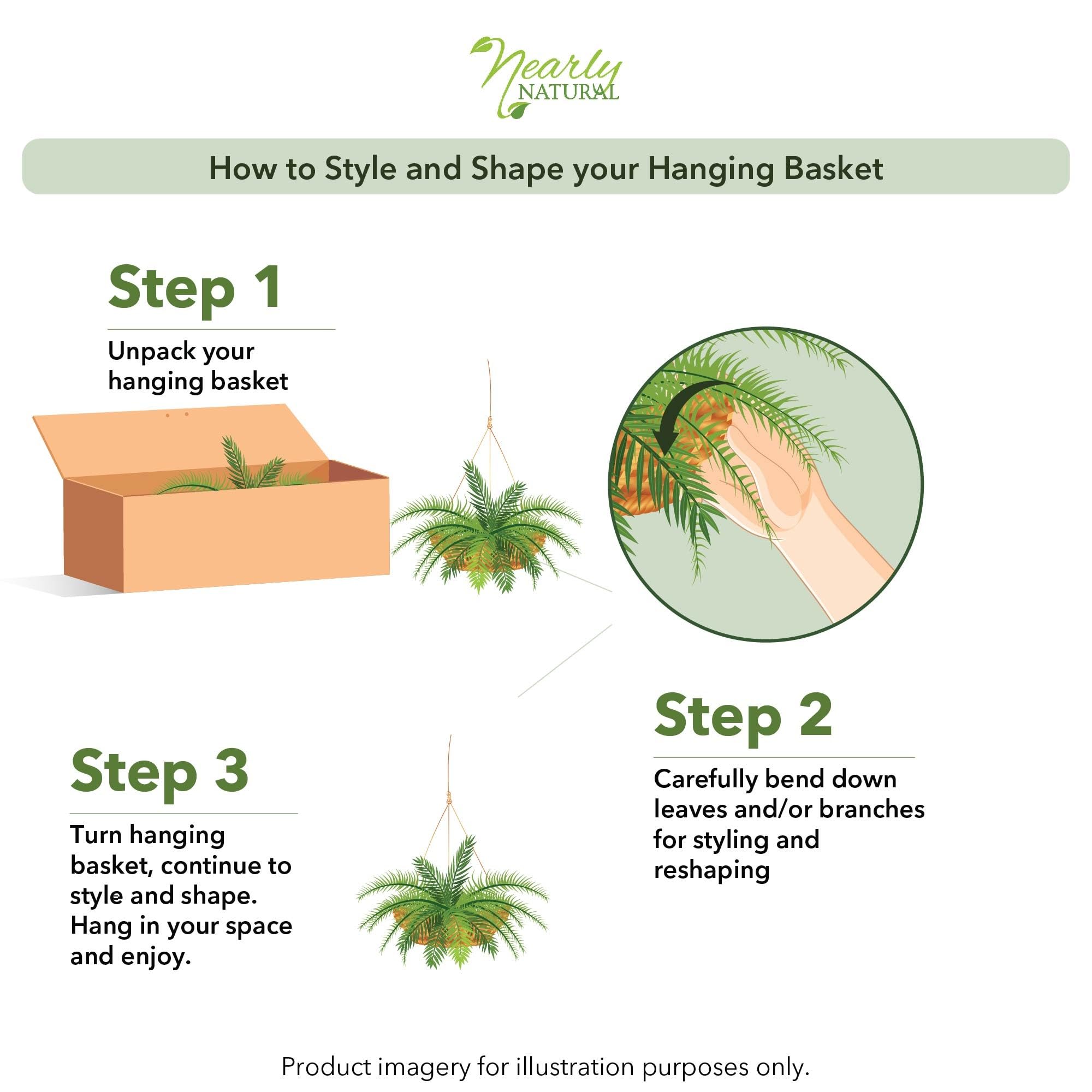 Nearly Natural 6599 18in. Boston Fern Artificial Plant in Hanging Basket, Green,29" x 29" x 18"