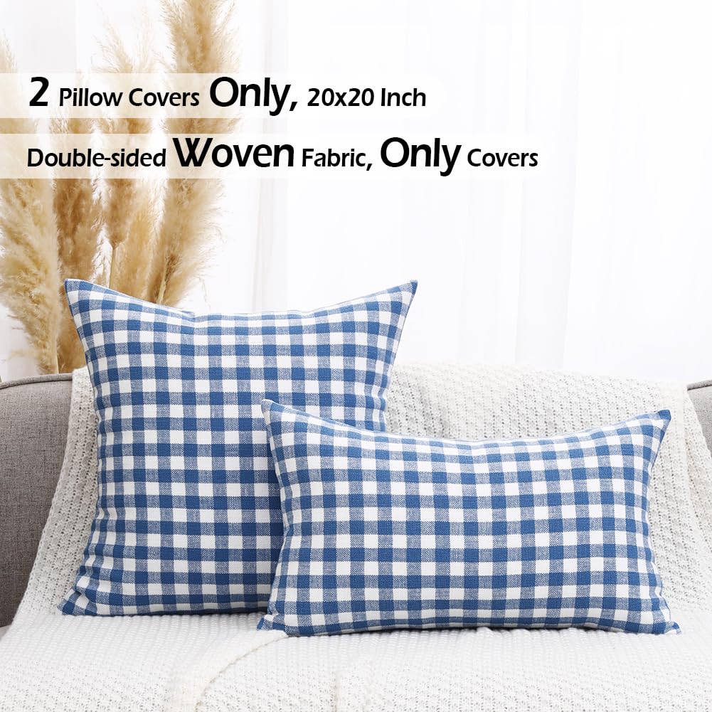 CARRIE HOME Black and White Buffalo Plaid Outdoor Pillow Covers 16x16 Set of 2, 16 x 16 Modern Farmhouse Decor Couch Pillows, Black White Winter Christmas Holiday Plaid Pillows (No Pillow Inserts)