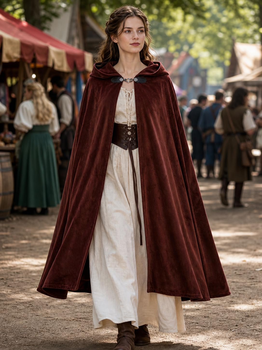 JEGERMIG Medieval Hooded Cloak Halloween Renaissance Costume
