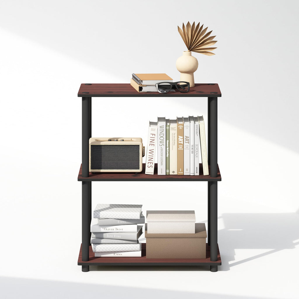Furinno Turn-N-Tube Book Shelf, 4-Tier Bookshelf, Bookcase with Multipurpose Compact Display Rack, 11.6 x 23.6 x 43.2, for Living Room, Bedroom, Home Office, Americano/Black