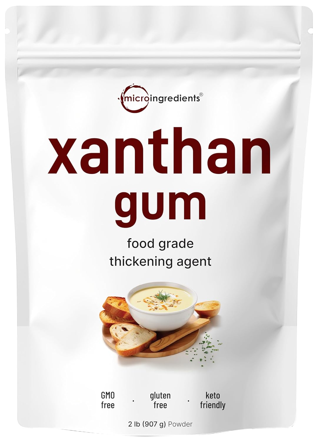 Micro Ingredients Xanthan Gum Powder 2lb (32oz) Premium Quality for Keto & Gluten-Free Baking Unflavored Thickening Agent for Cooking Non-GMO Vegan Friendly