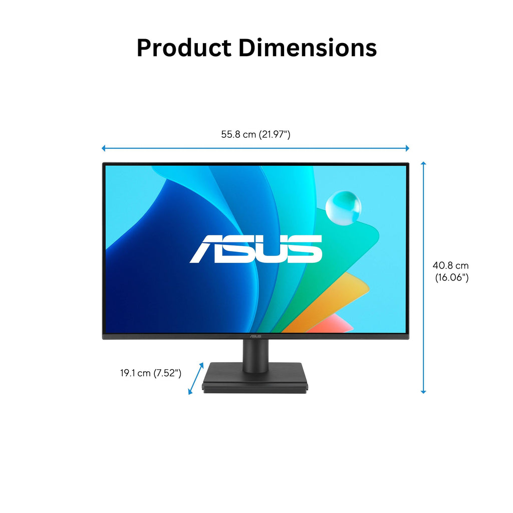 ASUS 22” Eye Care Monitor (VP229QF) – 100Hz, IPS, Full HD, 99% sRGB, Frameless, Adaptive-Sync, DisplayPort, HDMI, Low Blue Light, Flicker Free, Wall Mountable, 3 yr Warranty