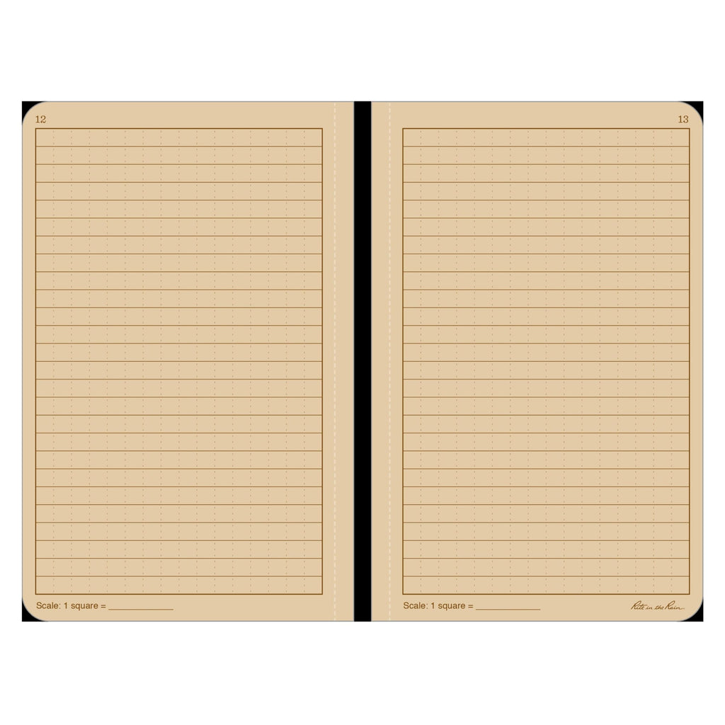 Rite in the Rain Weatherproof Hard Cover Notebook, 4.75" x 7.5", Black Cover, Universal Pattern (No. 770F)
