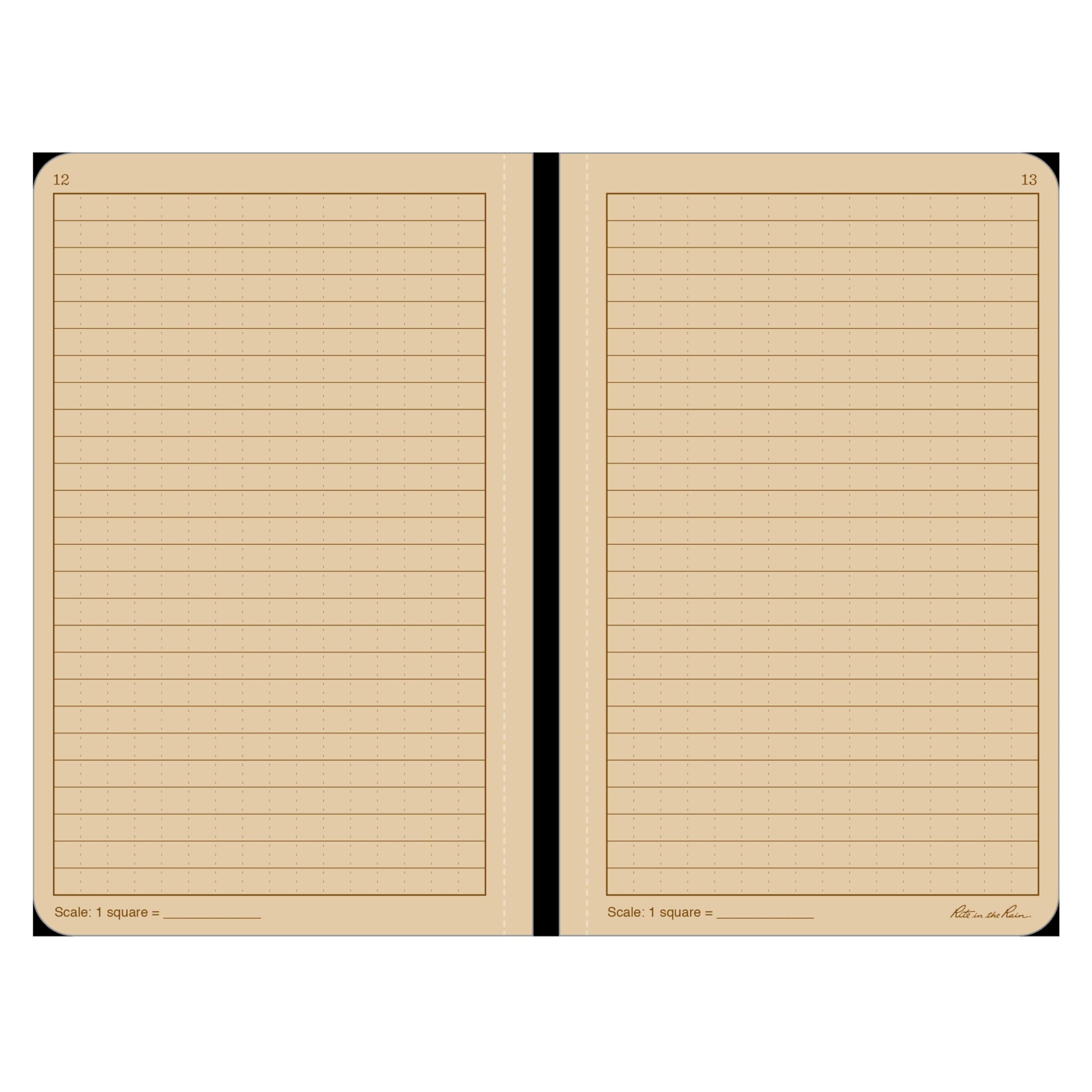 Rite in the Rain Weatherproof Hard Cover Notebook, 4.75" x 7.5", Black Cover, Universal Pattern (No. 770F)