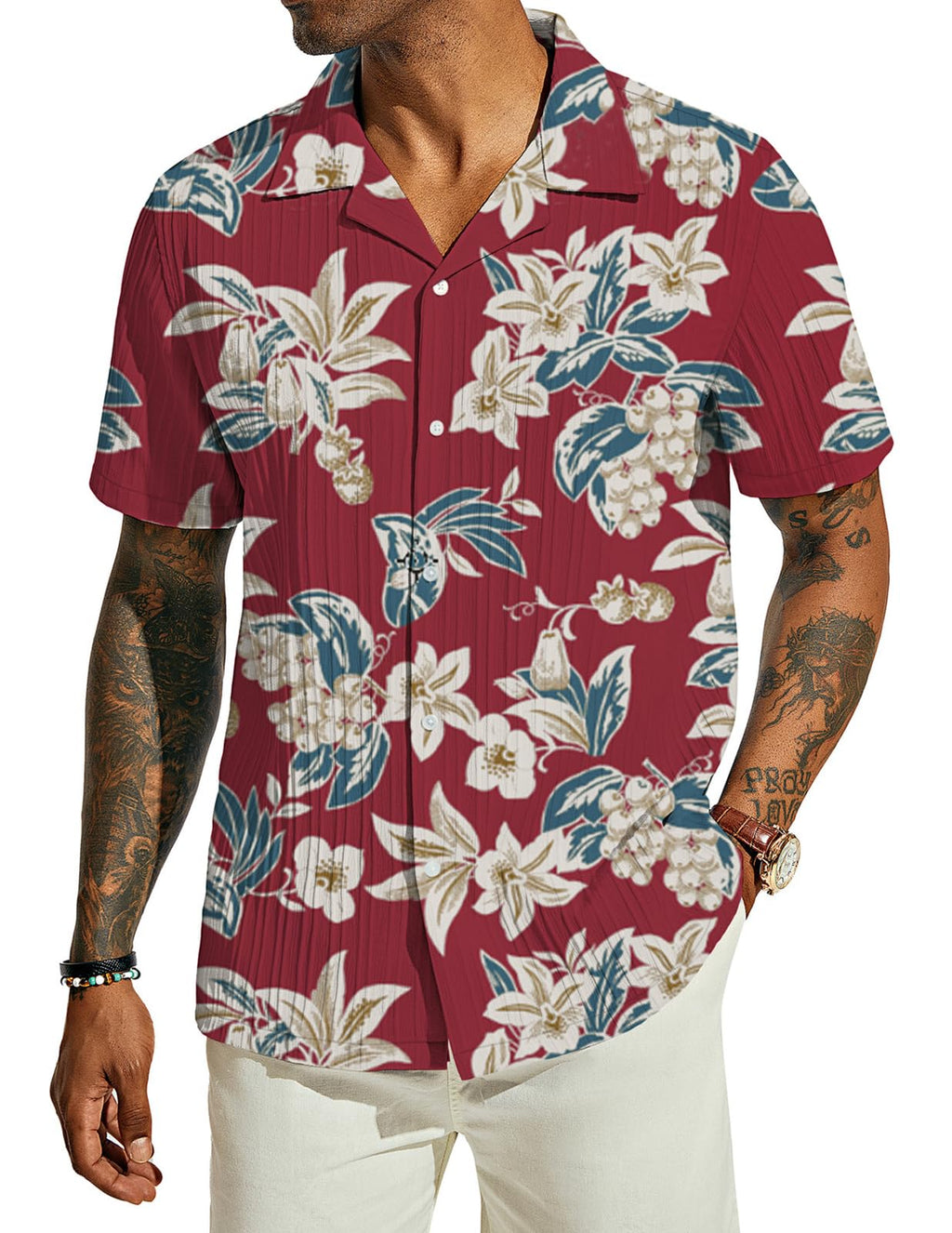 PJ PAUL JONES Men's Casual Button Down Shirts - Short Sleeve Summer Textured Beach Wrinkle-Free Shirts