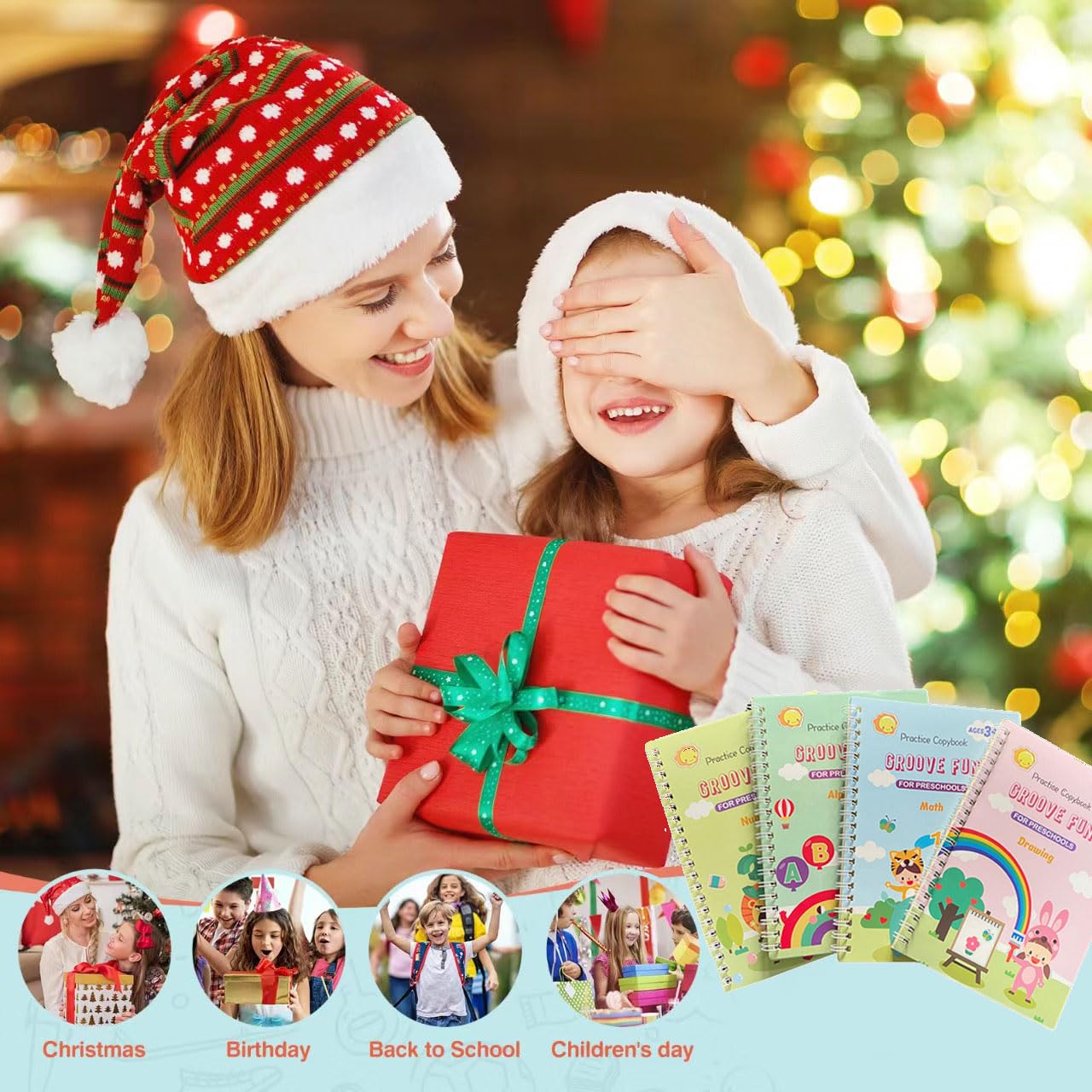 AALGO Large Magic Grooved Writing Practice Books- Reusable Handwriting Practice for Kids 8-10 - Preschool Workbook- Letter Tracing for Kids Ages 3-5