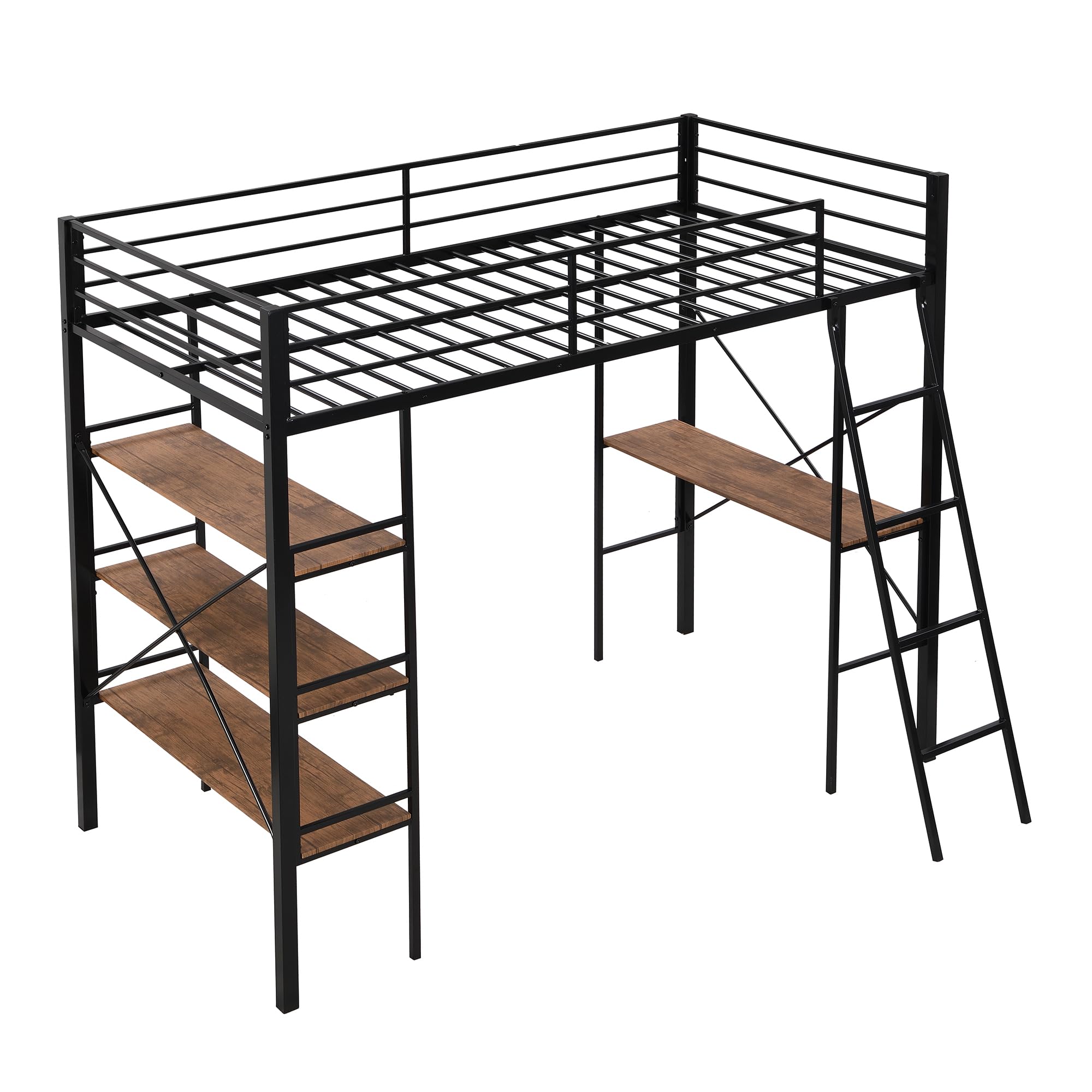 DNYN Twin Size Loft Bed with Desk & Storage Drawers& Table Set for Kids Bedroom,Covertible Twin-Over-Twin Bunkbeds Design,Easy Assemble & Space Saving & No Box Spring Needed,for Small Space, Black