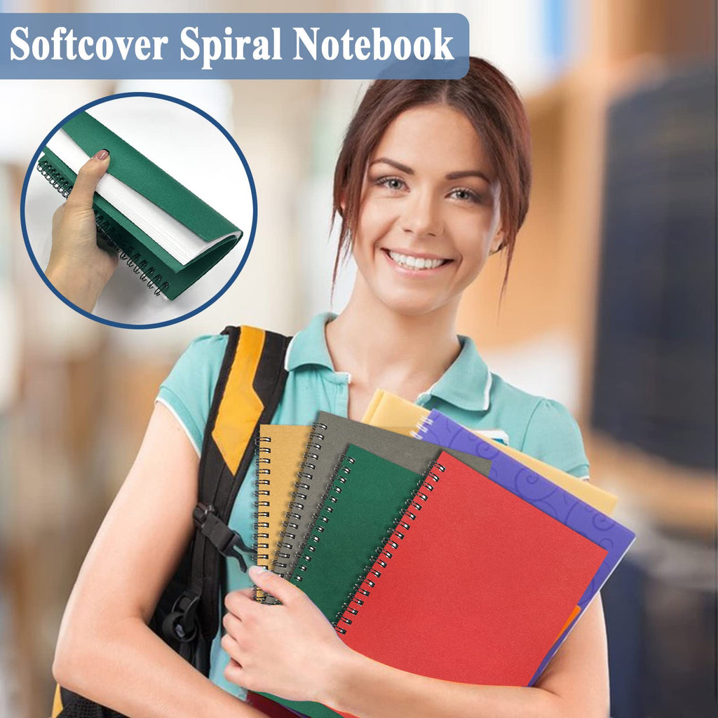 4Pack Small Spiral Notebook A5, 8.25x5.5” 120 Lined Pages Black & Red Wide Ruled Spiral Journal Bulk Blank Kraft Cover Spiral Bound Notebook & Writing Pads for Home Office Meeting Work Note Taking