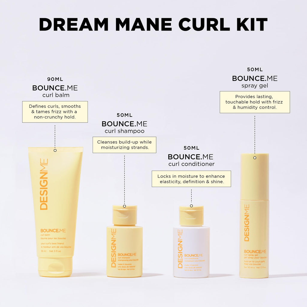 Design.Me BOUNCE.ME Curl Balm and Cream for Curly Hair with Nourishing Argan Oil | Wave, Coil, and Curl Defining Cream | Sulfate Free and Paraben Free (8.5 Fl Oz)