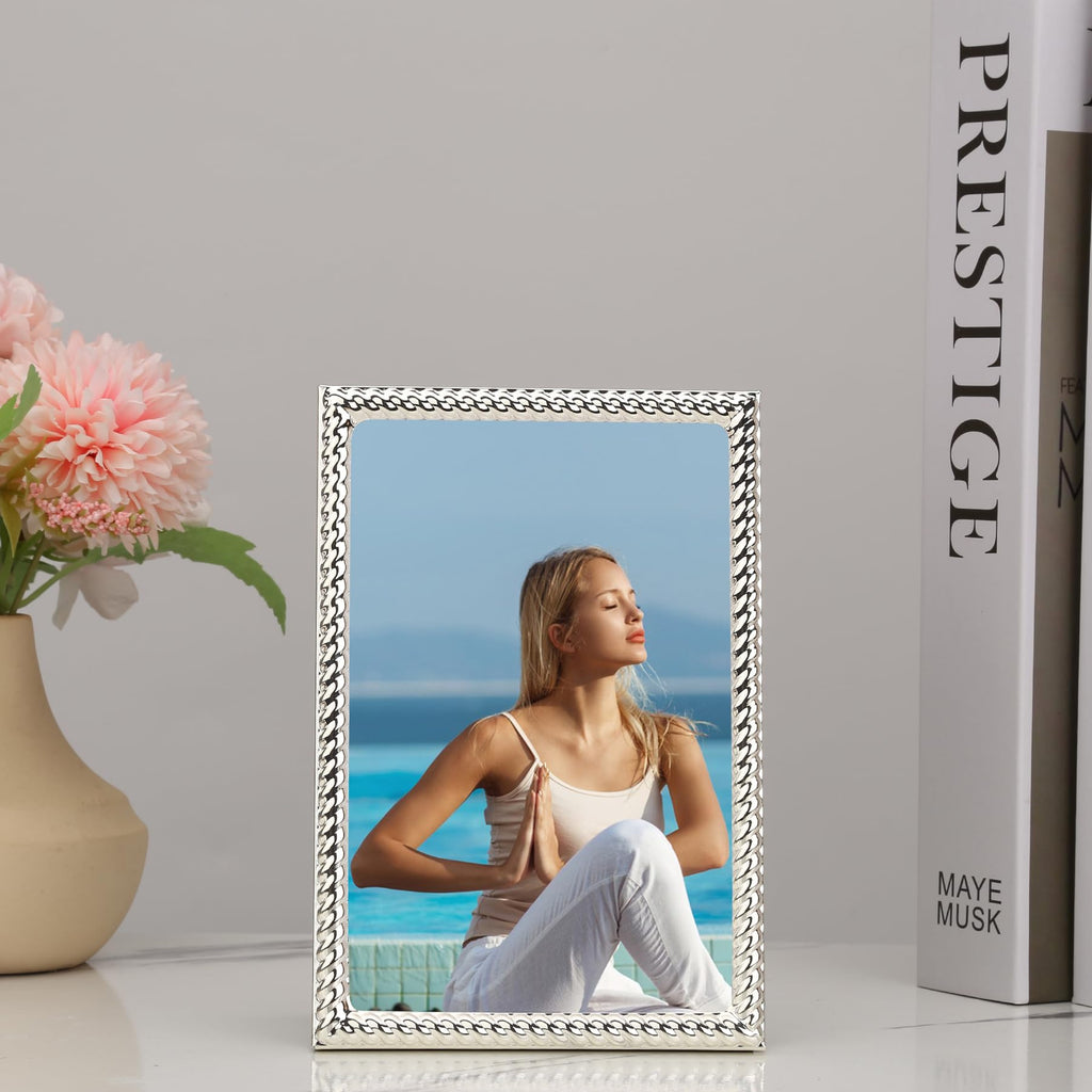 4x4 Gold Rope Design Metal Picture Frame With Mat for 3x3'', Premium Velvet Backing Real Glass Front Desktop & Wall Display Elegant Home Decor