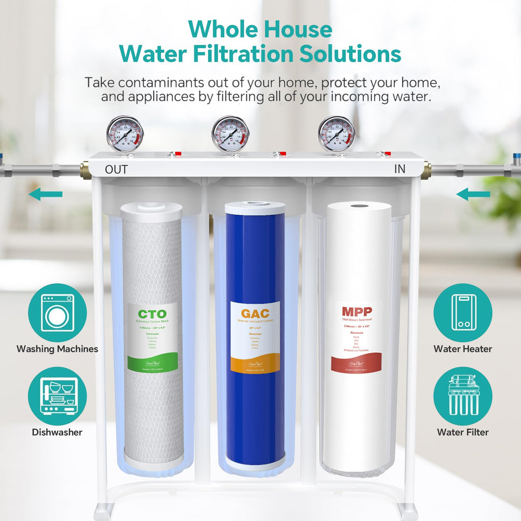 SimPure Whole House Water Filter Cartridges 5 Micron 10" x 4.5" CTO Activated Carbon Block, For DB10P, DB10C-2, GE GXWH40L, GXWH35F, BB10, FXHTC, FC15B, 2 Pack