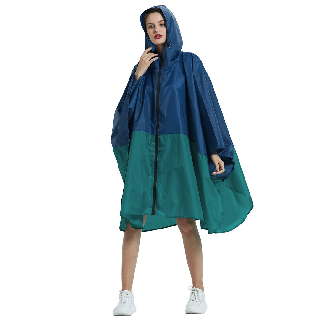 Rain Poncho Jacket Coat Hooded Zipper Style for Women/Men/Adult with Pocket
