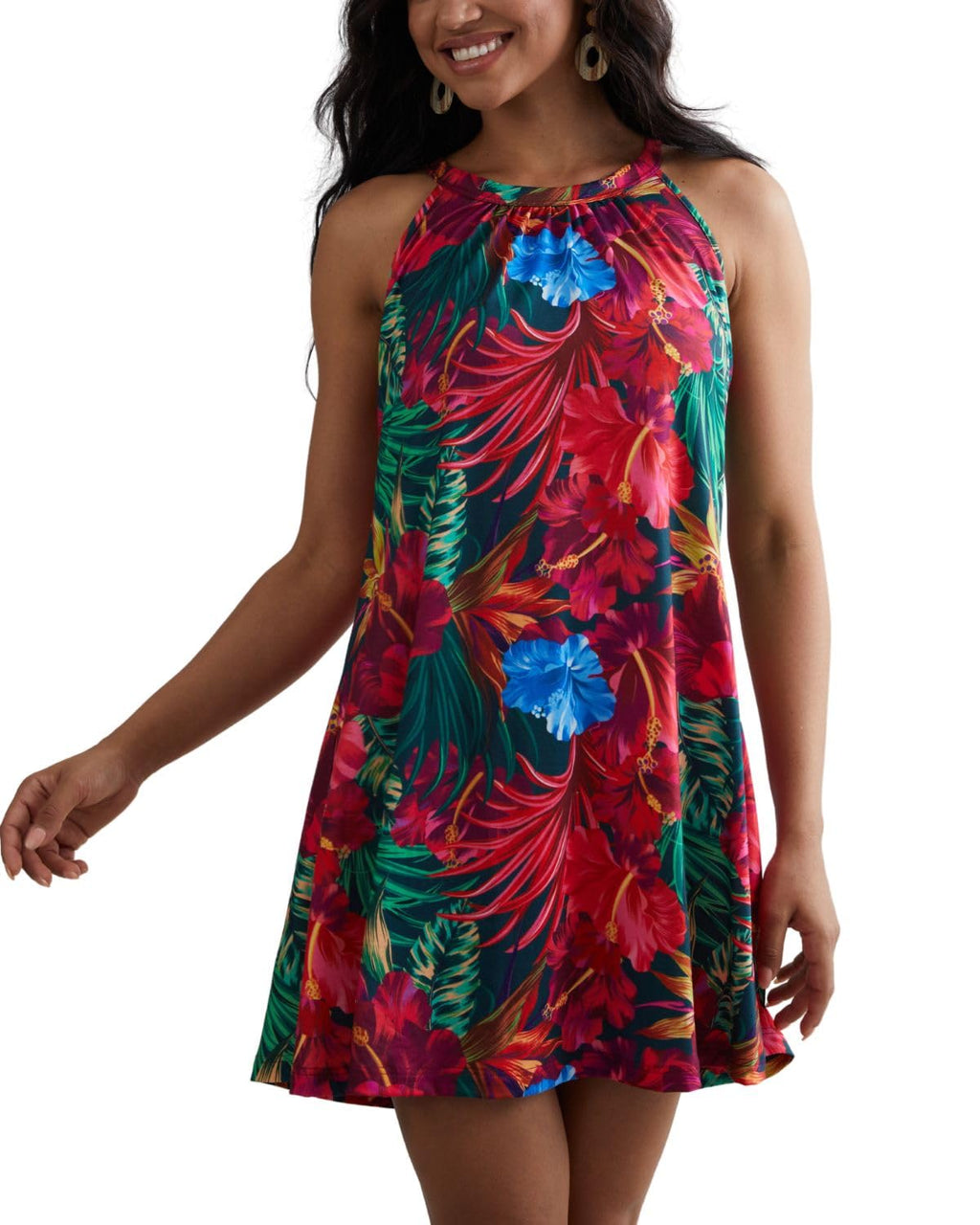 ANYFITTING Summer Dress with Built in Bra Casual Beach Sundress Flowy Halter Mini Short Dresses for Women 2026