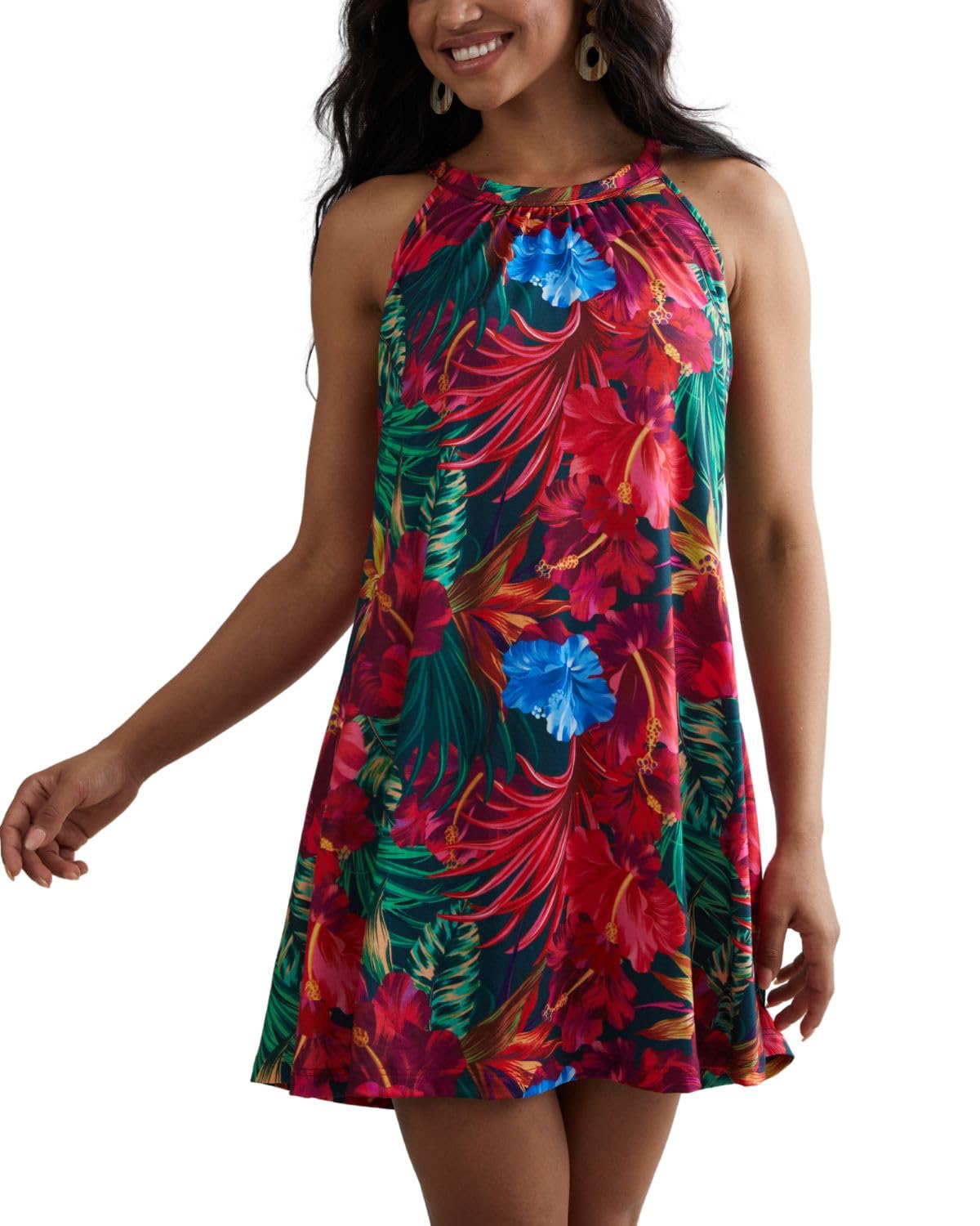 ANYFITTING Summer Dress with Built in Bra Casual Beach Sundress Flowy Halter Mini Short Dresses for Women 2026