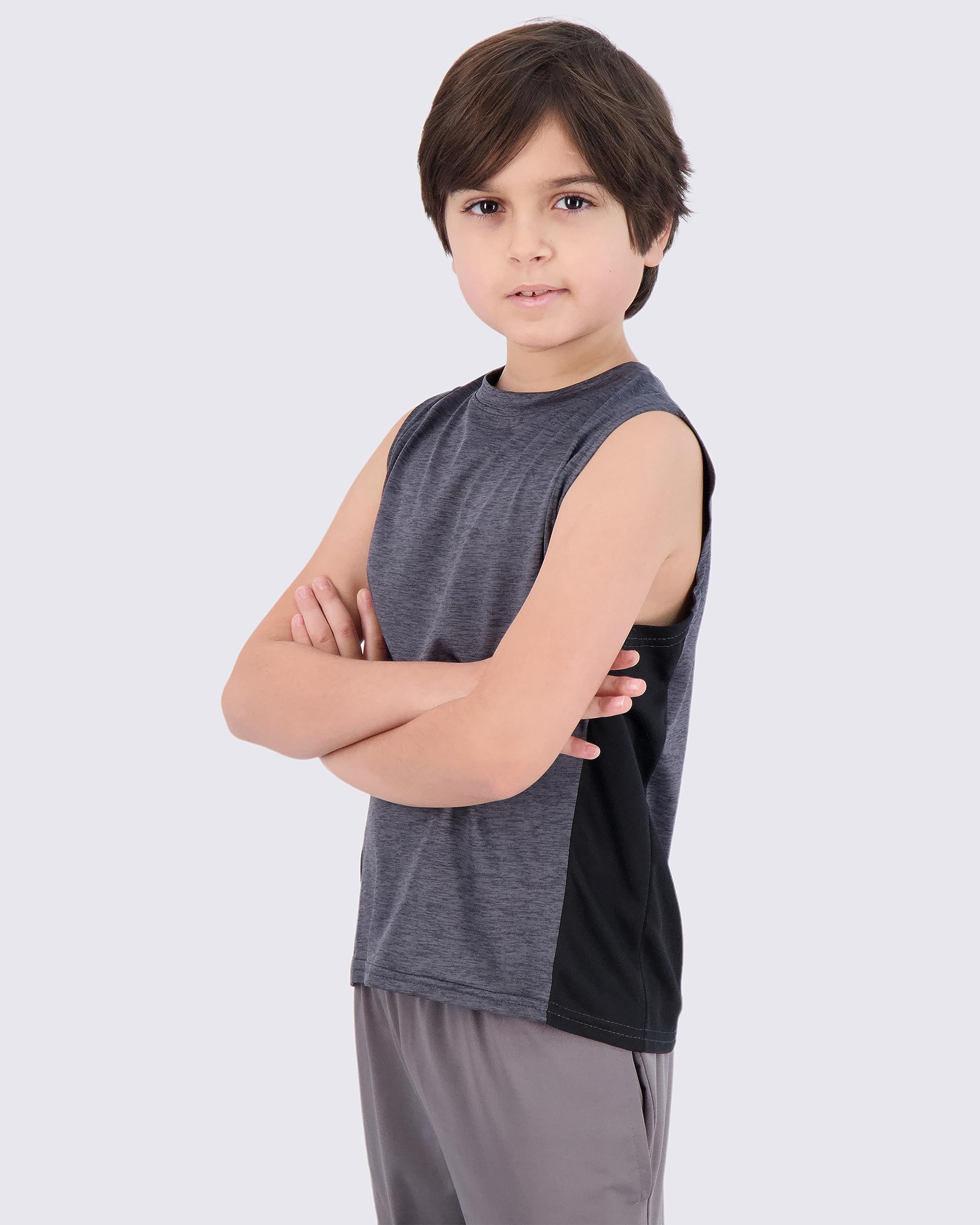 Real Essentials 5 Pack: Boys Dry-Fit Active Athletic Performance Tank Top
