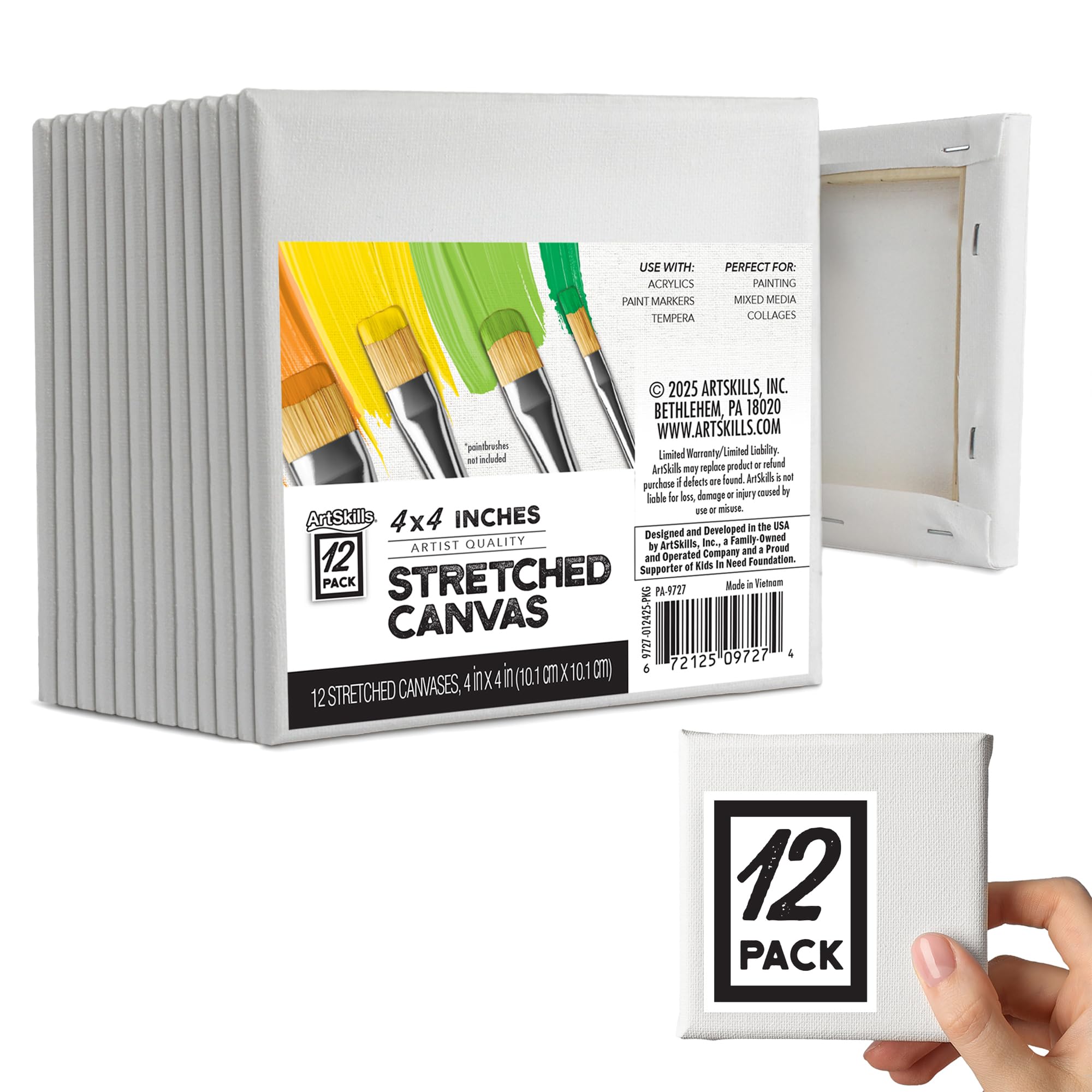 ArtSkills Stretched Canvases for Painting, 5x7 Canvas Painting Supplies for Artists, Blank Canvas Pack, 2-Pack