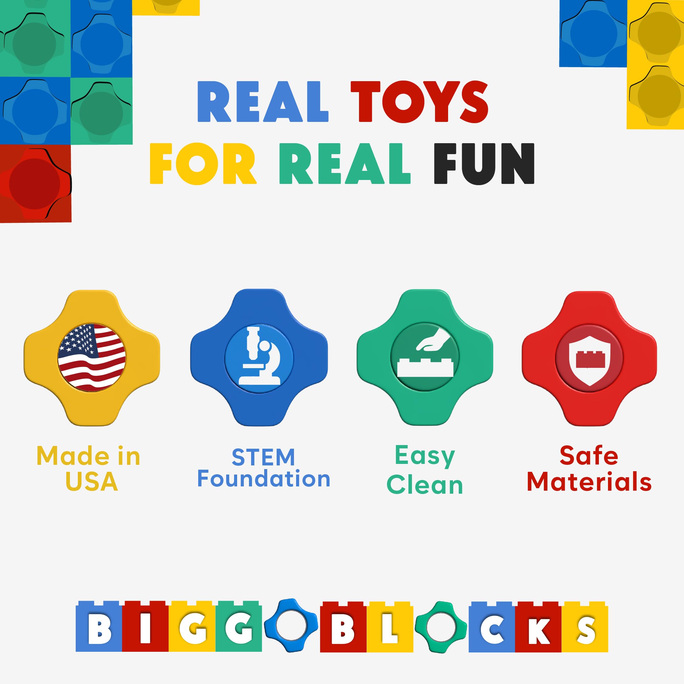 BiggoBlocks Large Building Blocks for Kids Ages 3-8 – 288 Piece Mega Set – Indoor & Outdoor STEM Toy for Boys & Girls