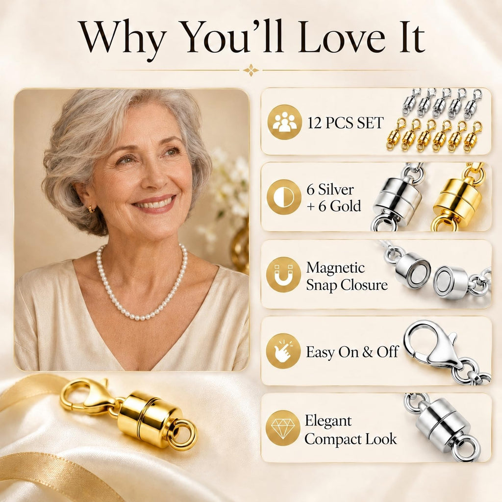 12 Pack Magnetic Necklace Clasps and Closures. Necklace Jewelry Extender with Strong Magnet. for Jewelry Necklace Bracelet Making. Gold and Silver Plating (12Pcs | Gold Cylinder)